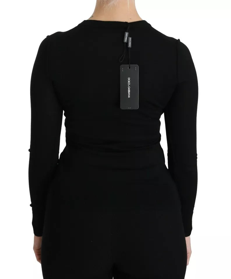 Dolce & Gabbana Black Virgin Wool Long Sleeve Top Blouse Top | Regal Royce