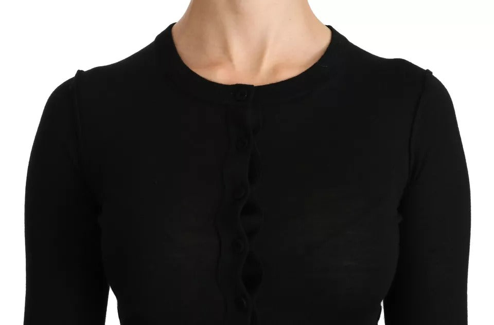 Dolce & Gabbana Black Virgin Wool Long Sleeve Top Blouse Top | Regal Royce