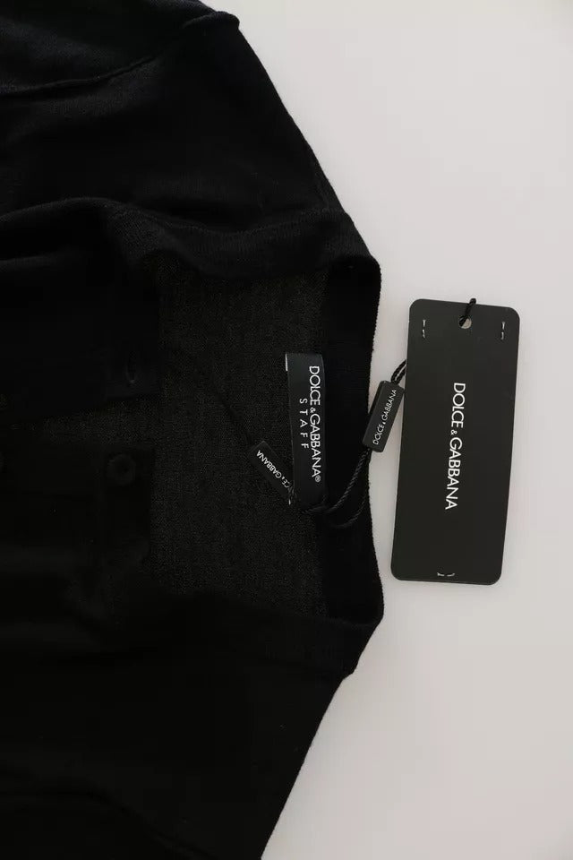 Dolce & Gabbana Black Virgin Wool Long Sleeve Top Blouse Top | Regal Royce