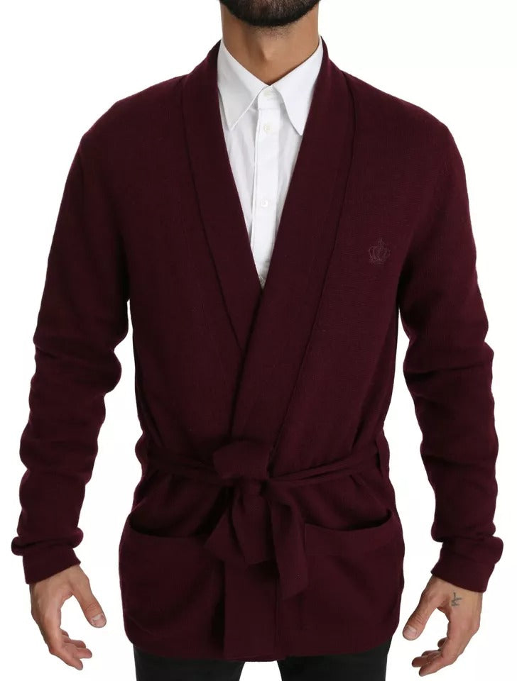 Dolce & Gabbana Bordeaux Cashmere Crown Cardigan Sweater | Regal Royce