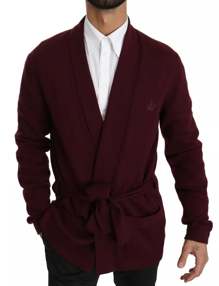 Dolce & Gabbana Bordeaux Cashmere Crown Cardigan Sweater | Regal Royce
