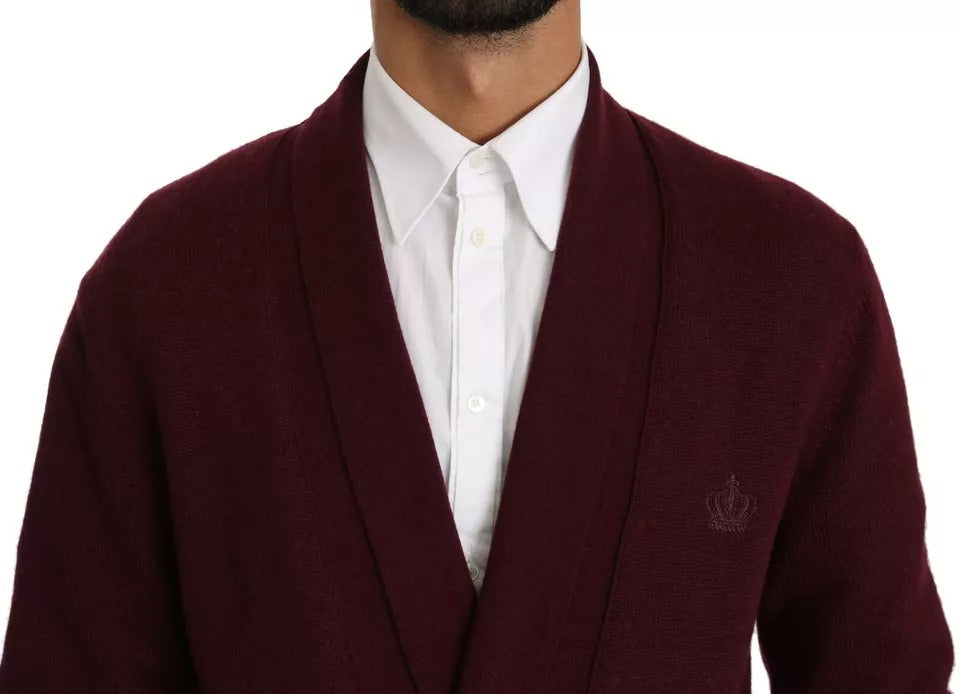 Dolce & Gabbana Bordeaux Cashmere Crown Cardigan Sweater | Regal Royce