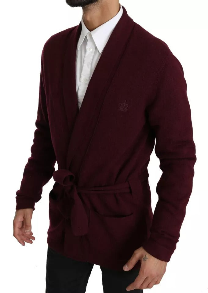 Dolce & Gabbana Bordeaux Cashmere Crown Cardigan Sweater | Regal Royce