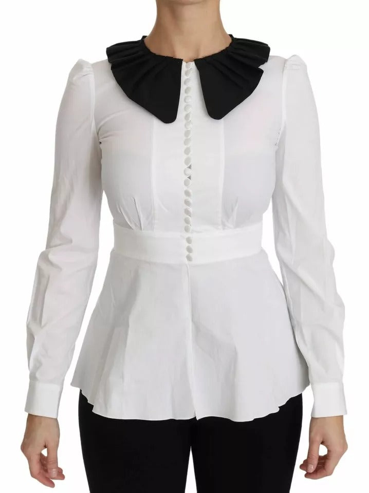 Dolce & Gabbana Black White Decorative Buttons Tops Shirt Blouse | Regal Royce