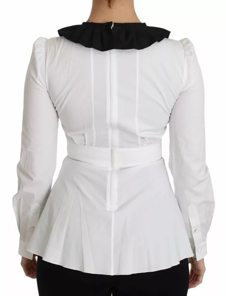 Dolce & Gabbana Black White Decorative Buttons Tops Shirt Blouse | Regal Royce