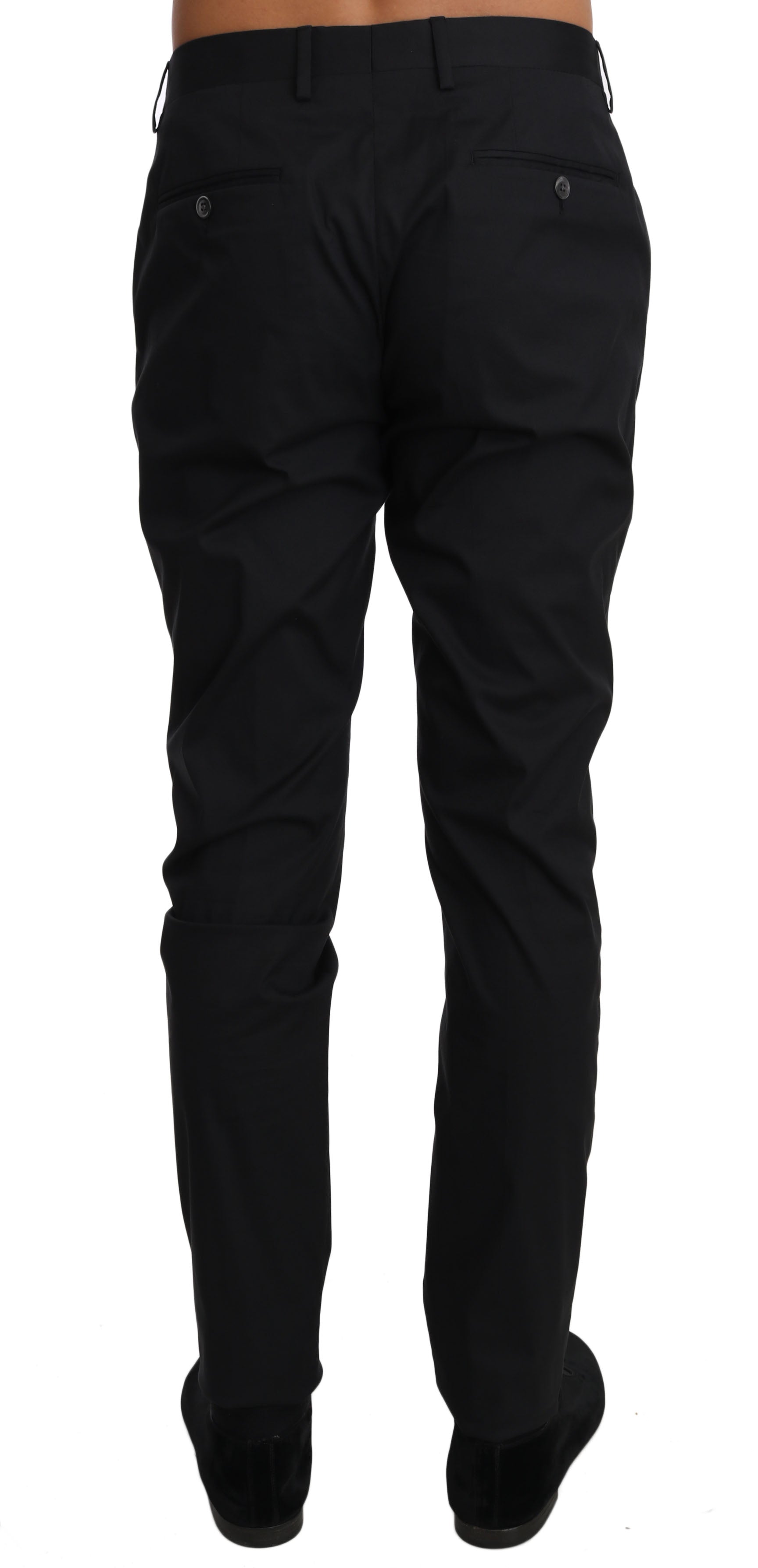 Dolce & Gabbana Black Cotton Stretch Formal Trousers Pants | Regal Royce