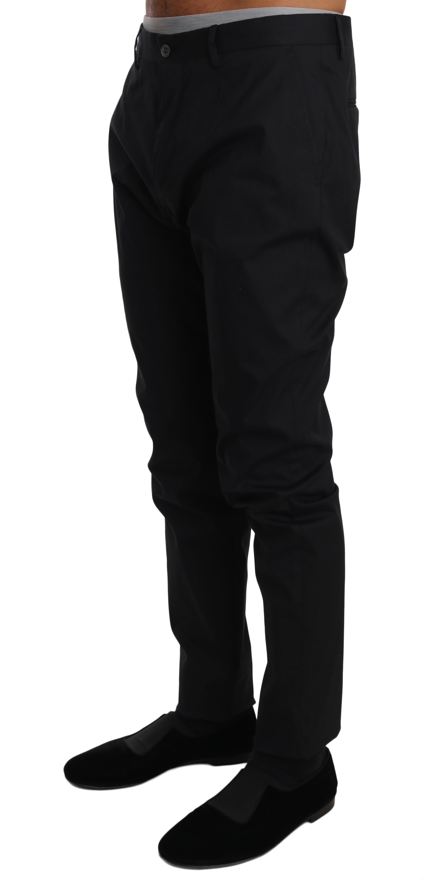 Dolce & Gabbana Black Cotton Stretch Formal Trousers Pants | Regal Royce