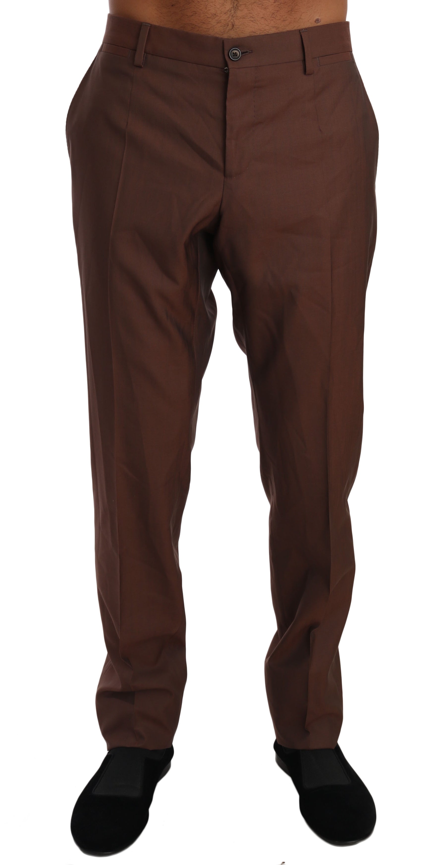 Dolce & Gabbana Brown Wool Silk Formal Trousers Pants | Regal Royce