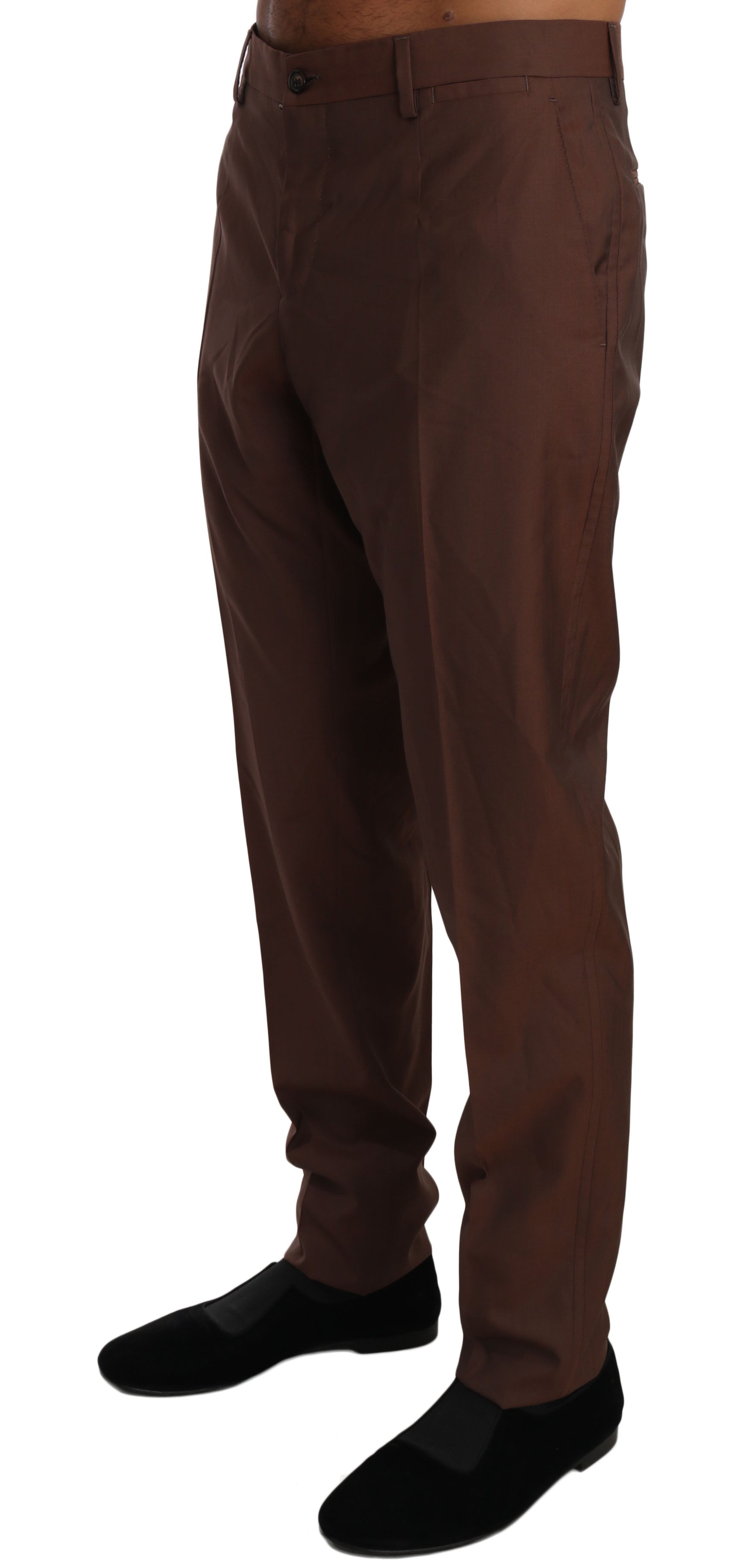 Dolce & Gabbana Brown Wool Silk Formal Trousers Pants | Regal Royce