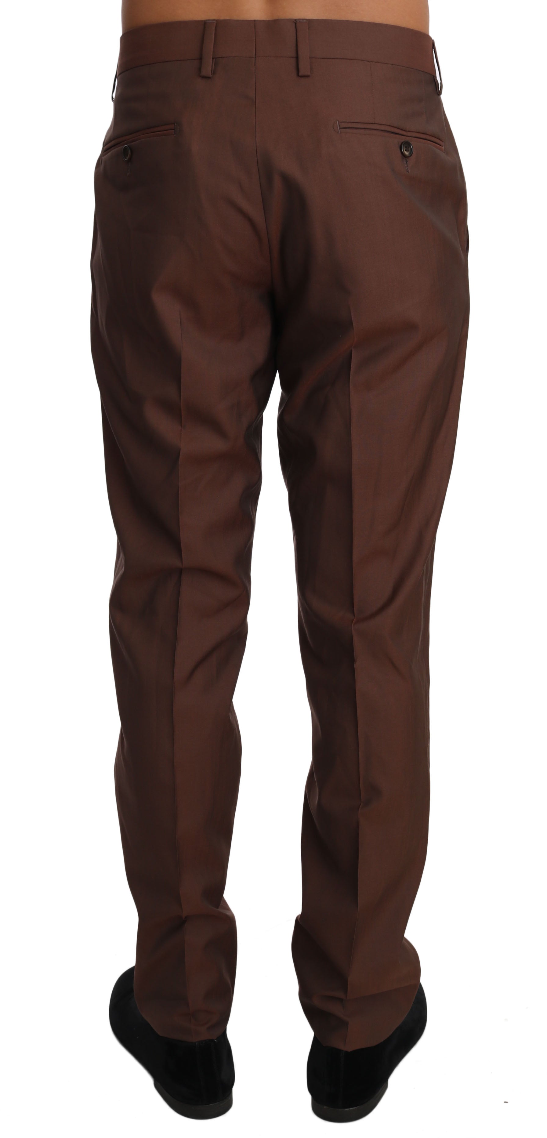 Dolce & Gabbana Brown Wool Silk Formal Trousers Pants | Regal Royce