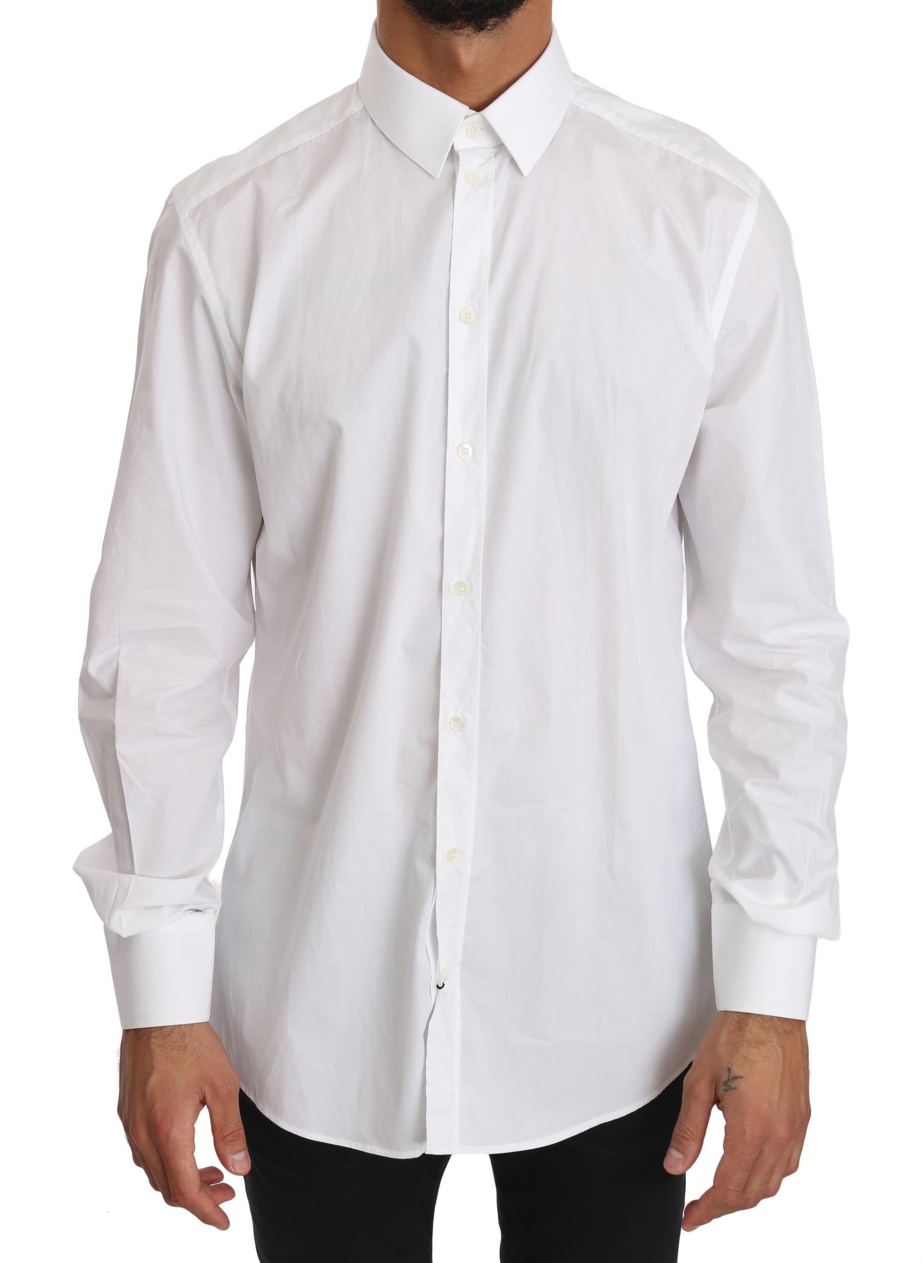 Dolce & Gabbana White Cotton GOLD Dress Shirt | Regal Royce