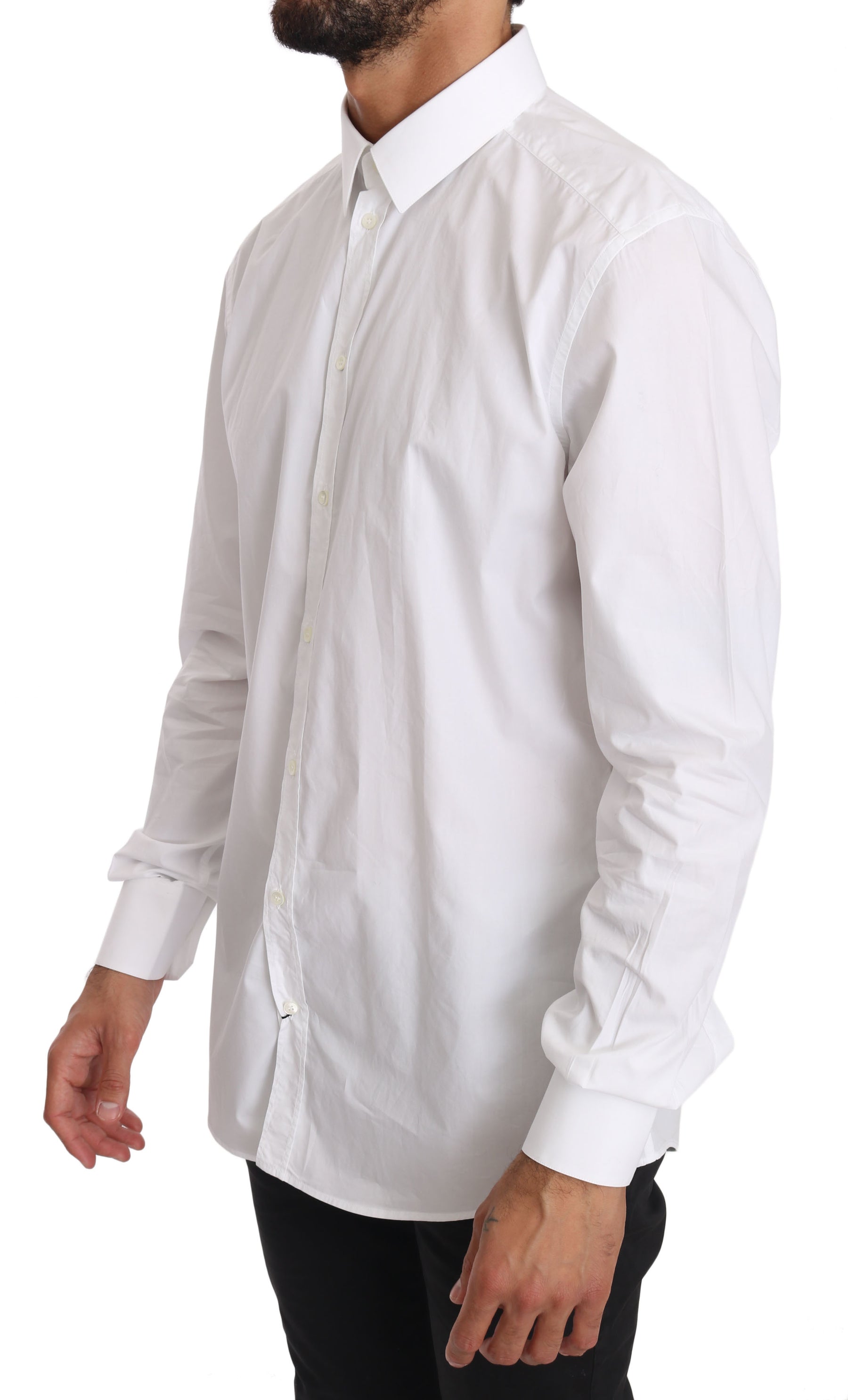 Dolce & Gabbana White Cotton GOLD Dress Shirt | Regal Royce