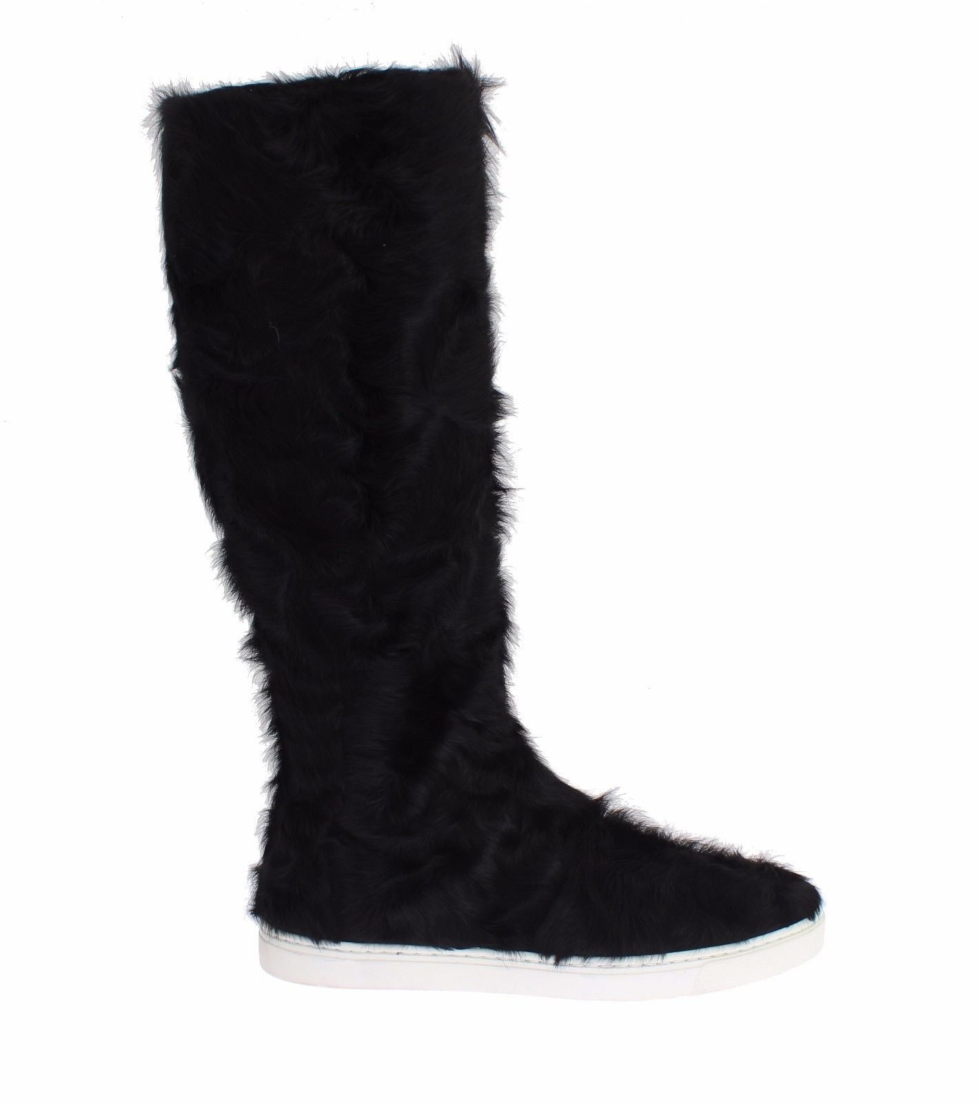 Dolce & Gabbana Black Xiangao Lamb Fur Leather Boots | Regal Royce