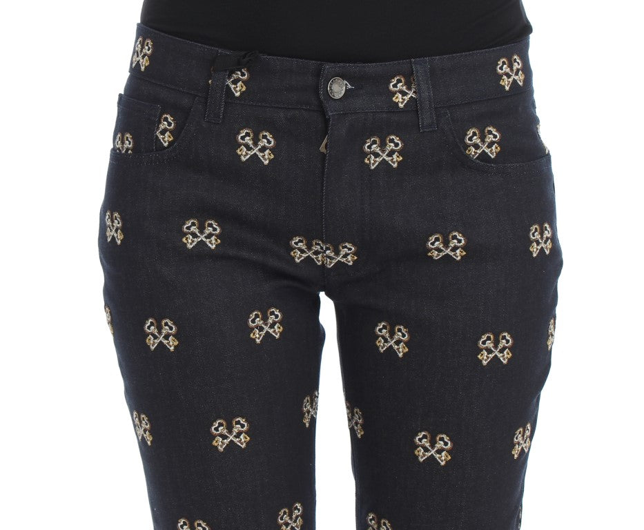 Dolce & Gabbana Blue Key Embroidered Slim Fit KATE Jeans | Regal Royce