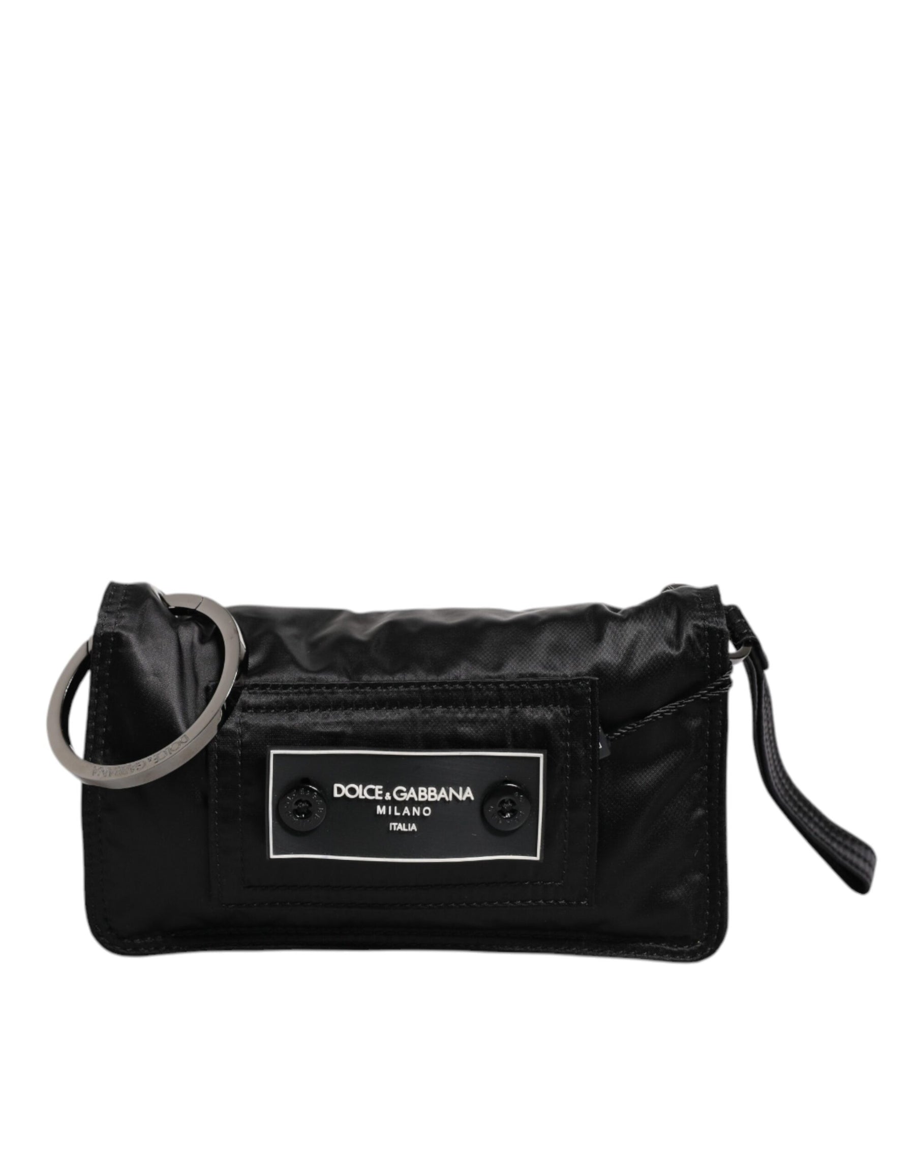 Dolce & Gabbana Black Fabric Logo Two Way Clutch Crossbody Bag | Regal Royce