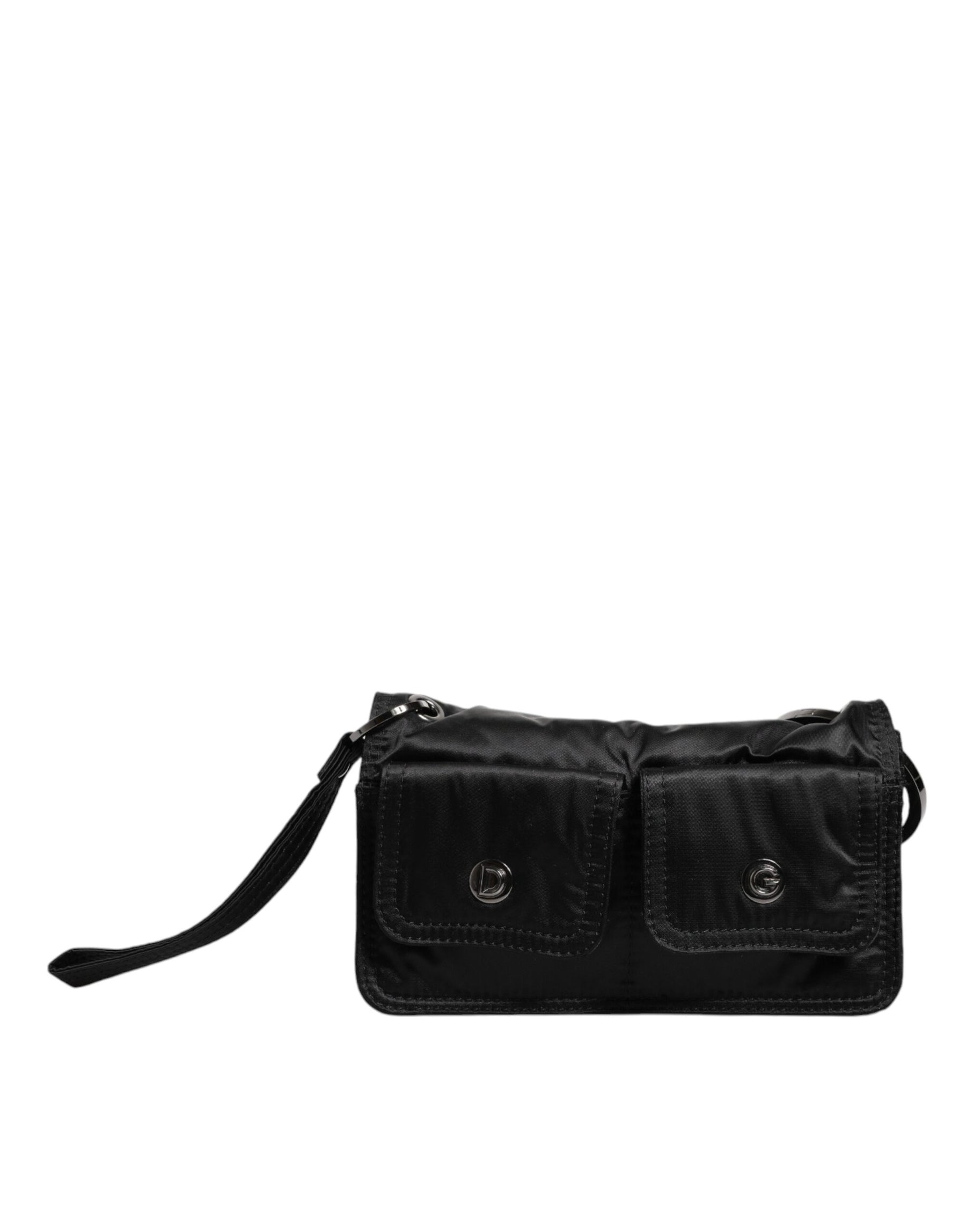 Dolce & Gabbana Black Fabric Logo Two Way Clutch Crossbody Bag | Regal Royce