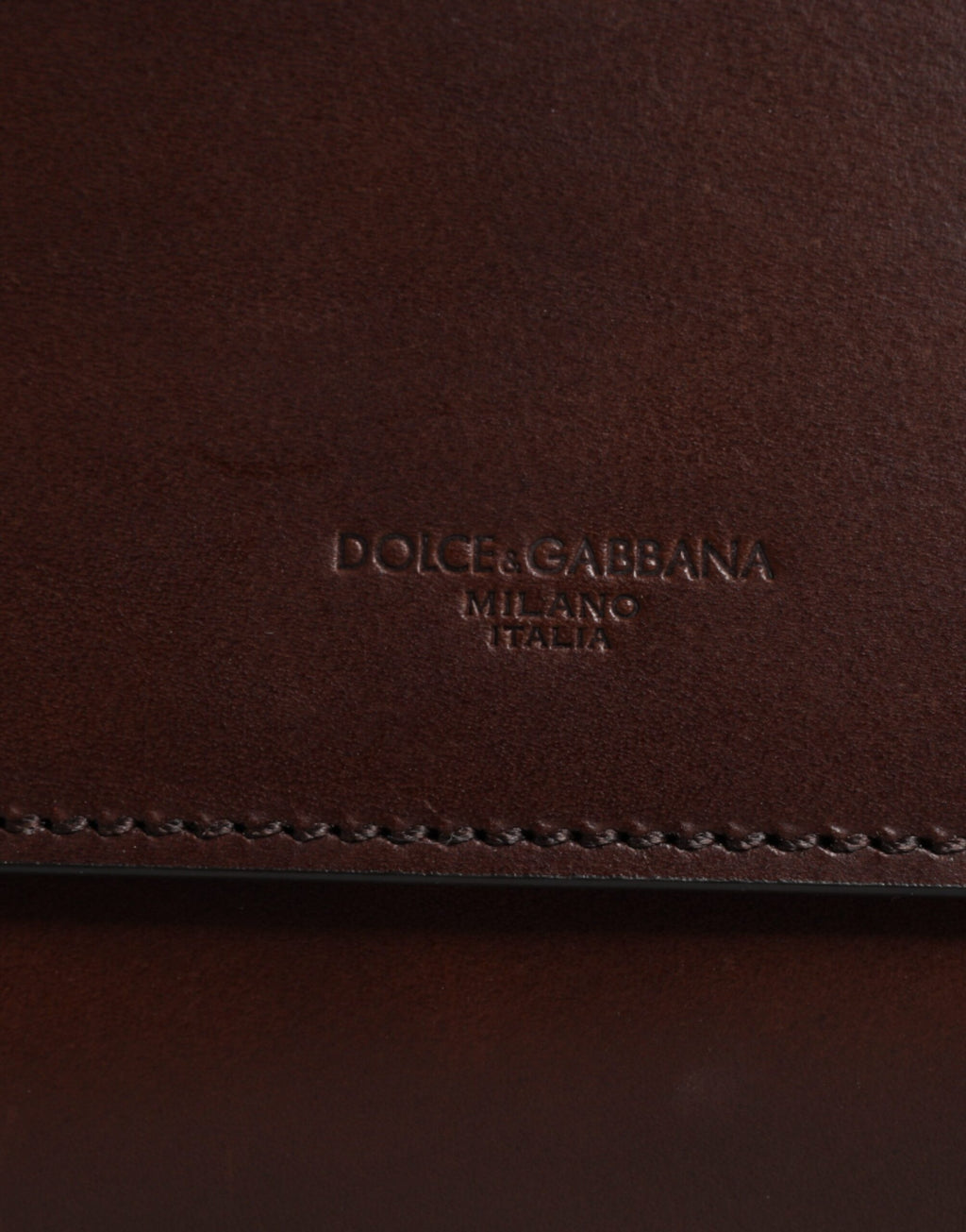Dolce & Gabbana Brown Leather Logo Embossed Crossbody Bag