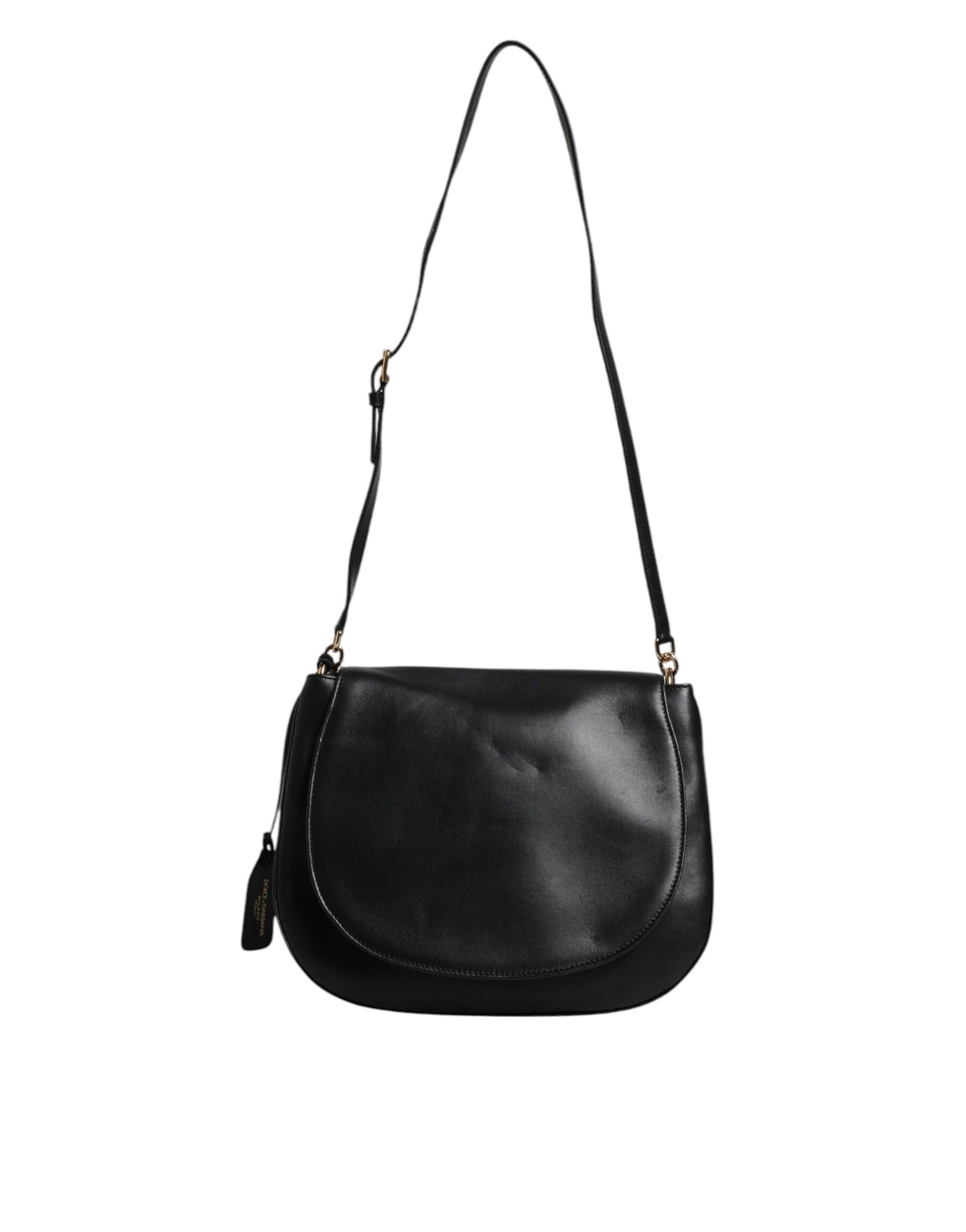 Dolce & Gabbana Black Leather Flap Saddle Shoulder Bag | Regal Royce