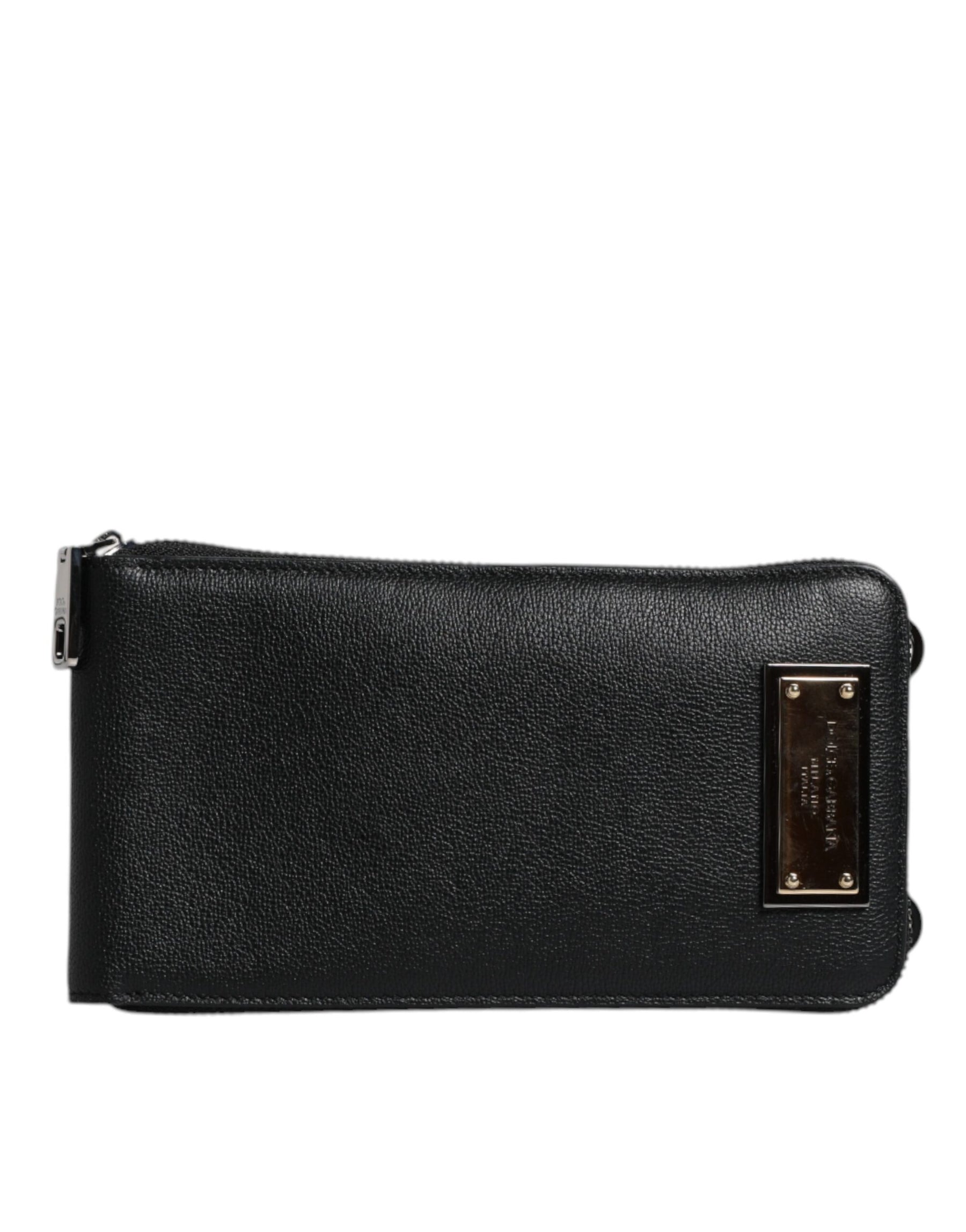 Dolce & Gabbana Black Leather Purse Crossbody Sling Phone Bag | Regal Royce