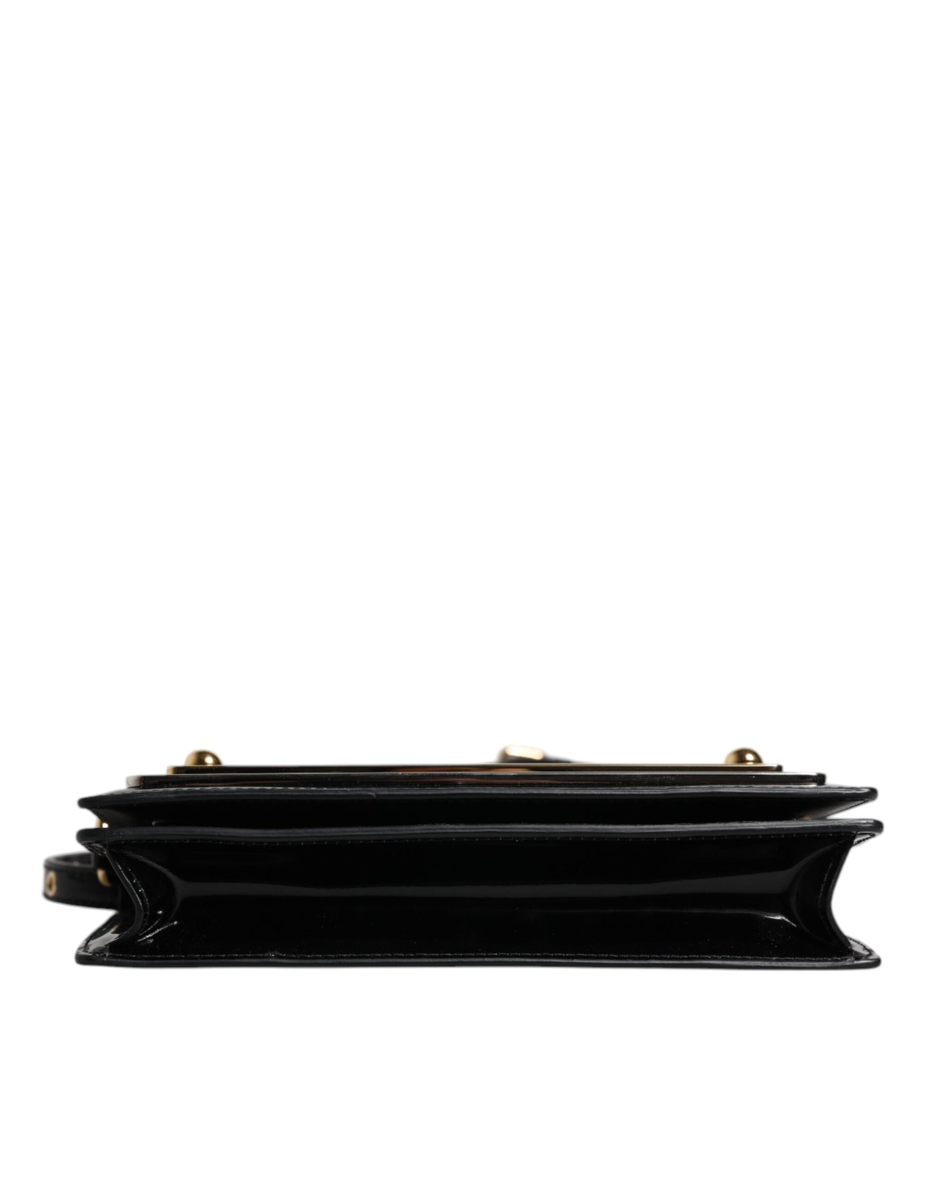 Dolce & Gabbana Black Patent Leather Logo Plaque Crossbody Bag | Regal Royce