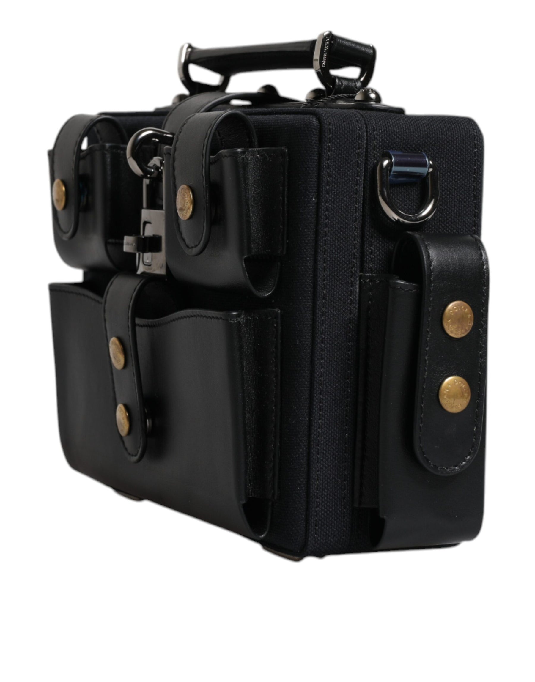 Dolce & Gabbana Black Leather Crossbody Top Handle Bag | Regal Royce