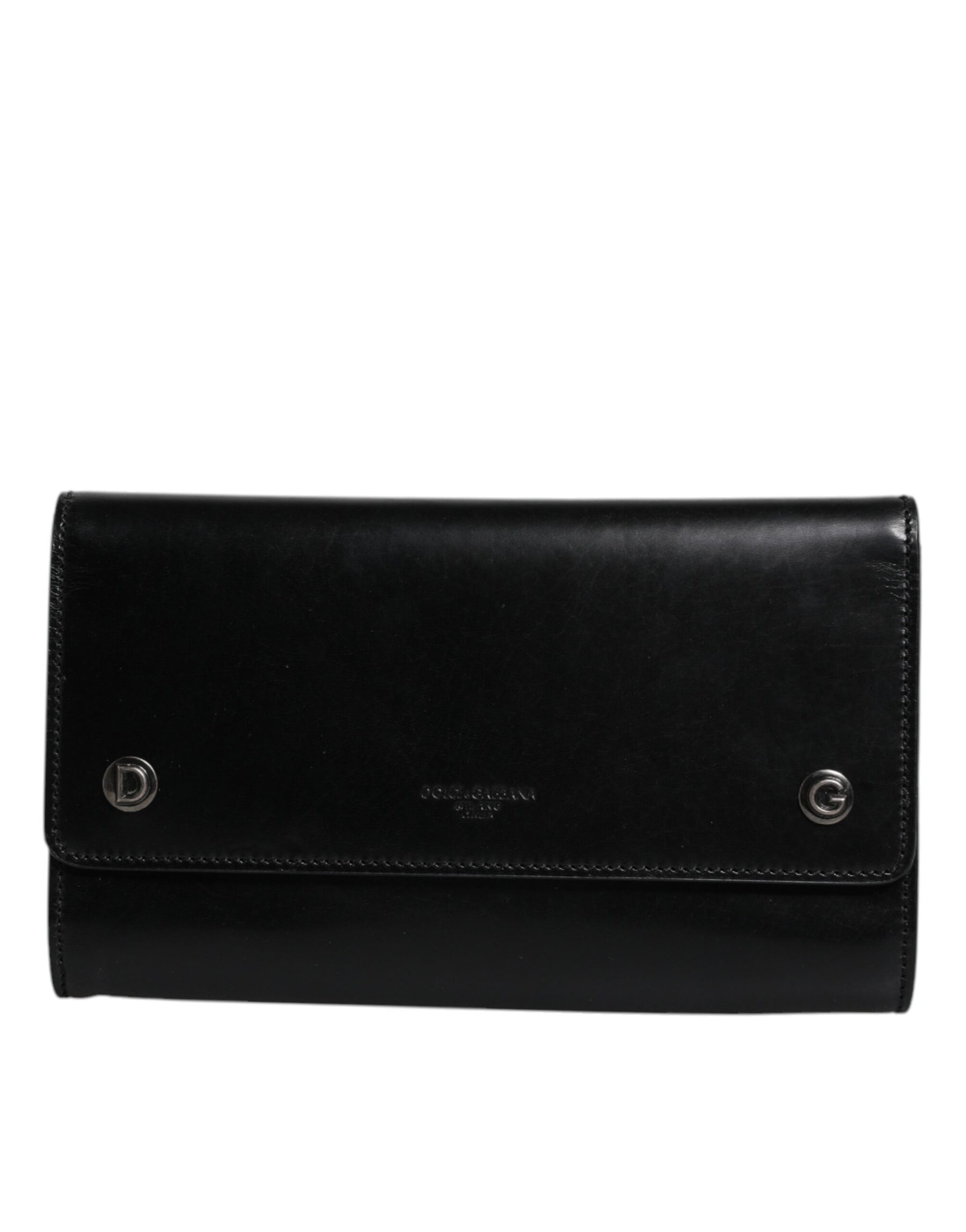 Dolce & Gabbana Black Leather Logo Embossed Crossbody Bag | Regal Royce