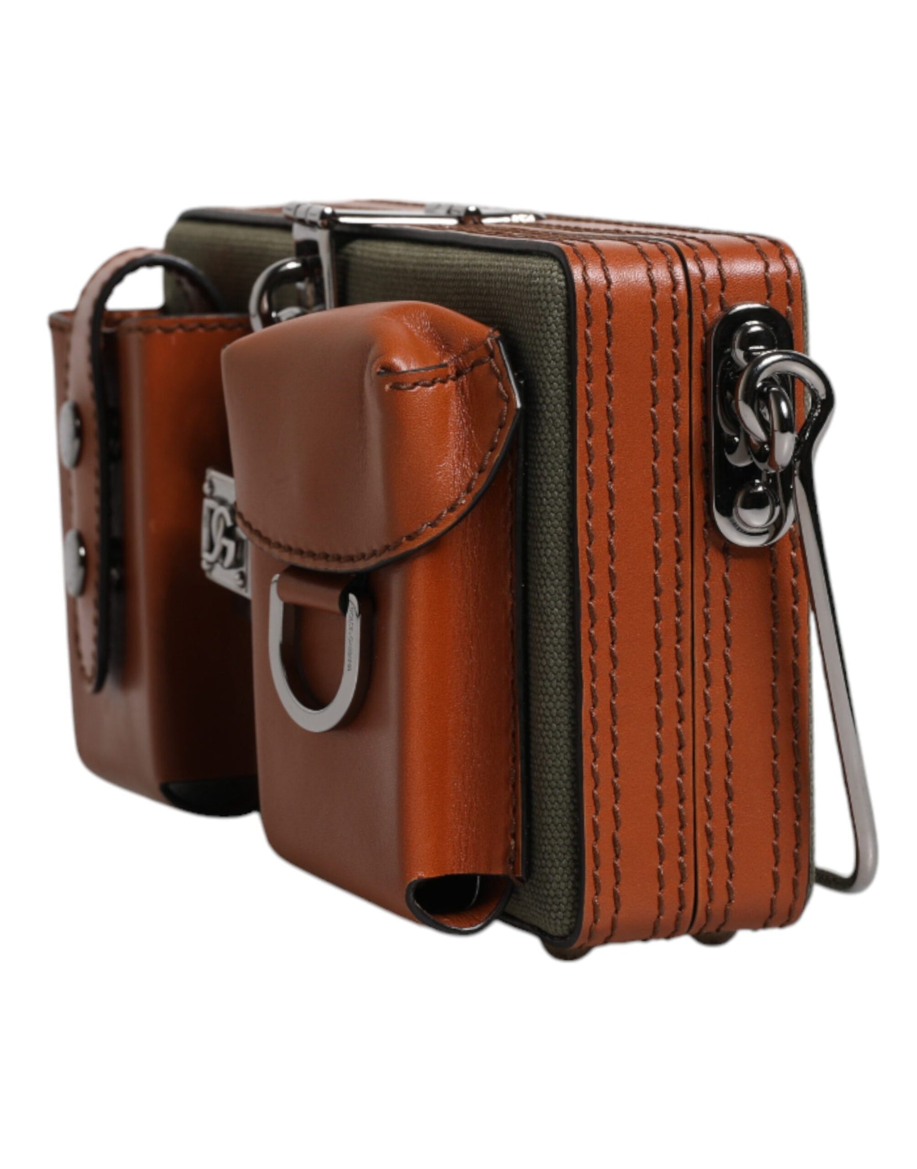 Dolce & Gabbana Green Brown Leather Clutch Purse Bag | Regal Royce