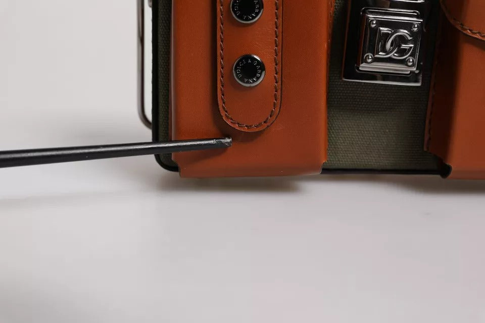 Dolce & Gabbana Green Brown Leather Clutch Purse Bag | Regal Royce