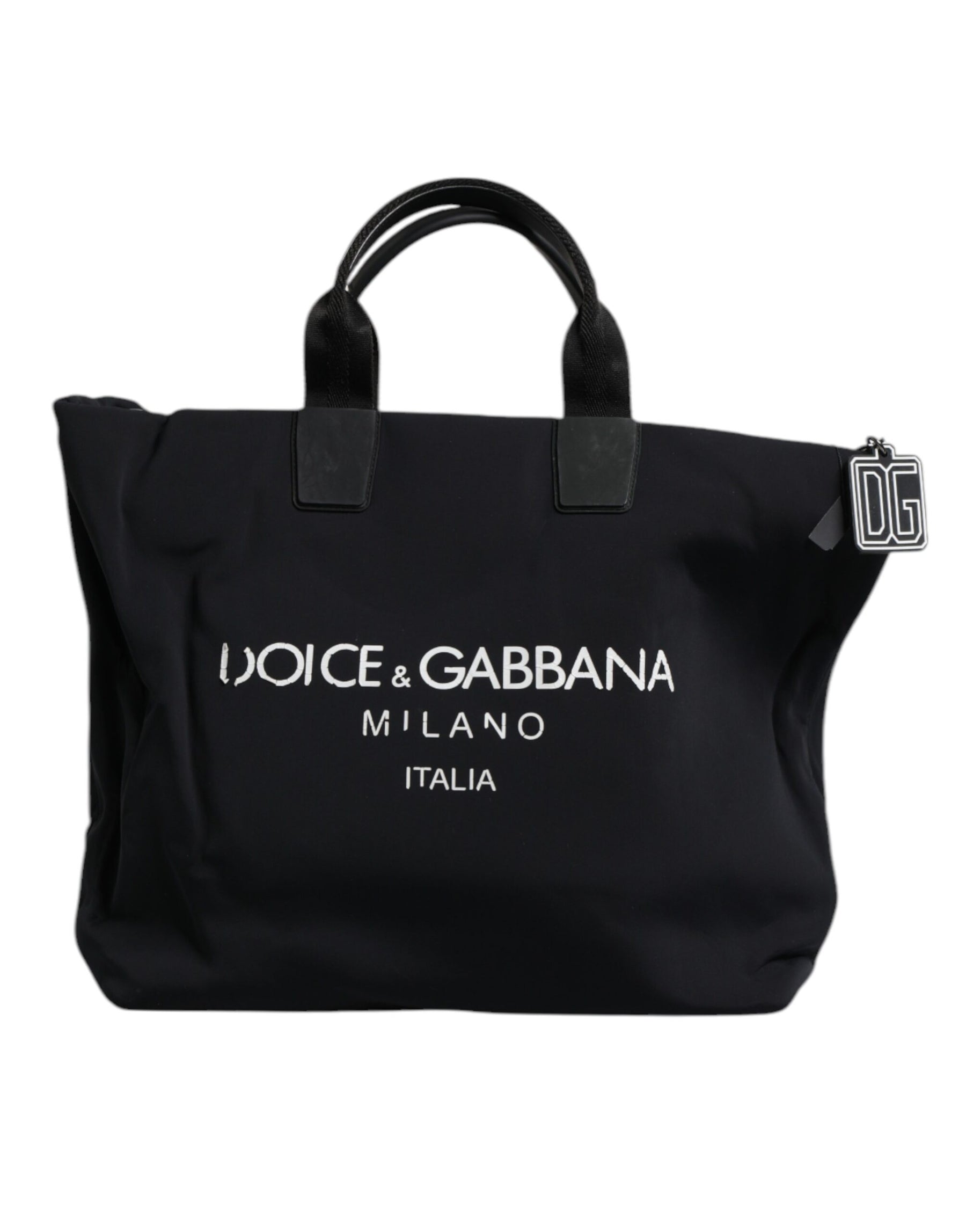 Dolce & Gabbana Black Canvas DG Logo Women Shopping Hand Tote Bag | Regal Royce