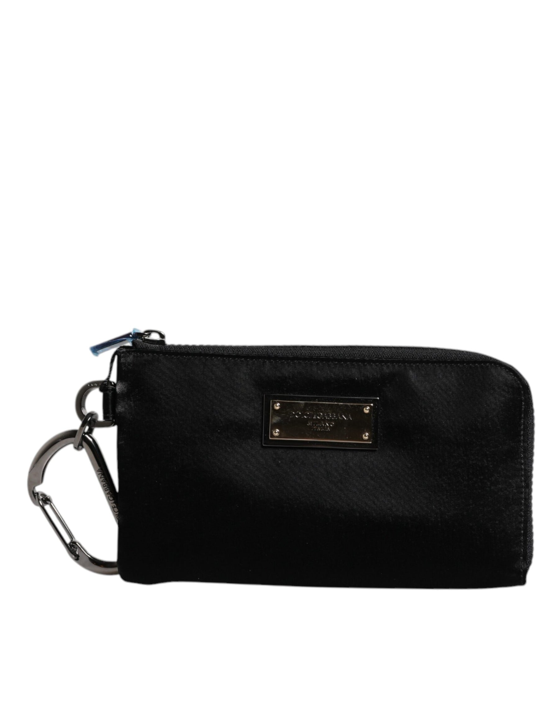 Dolce & Gabbana Black Nylon Logo Plaque Keyring Pouch Clutch Bag | Regal Royce