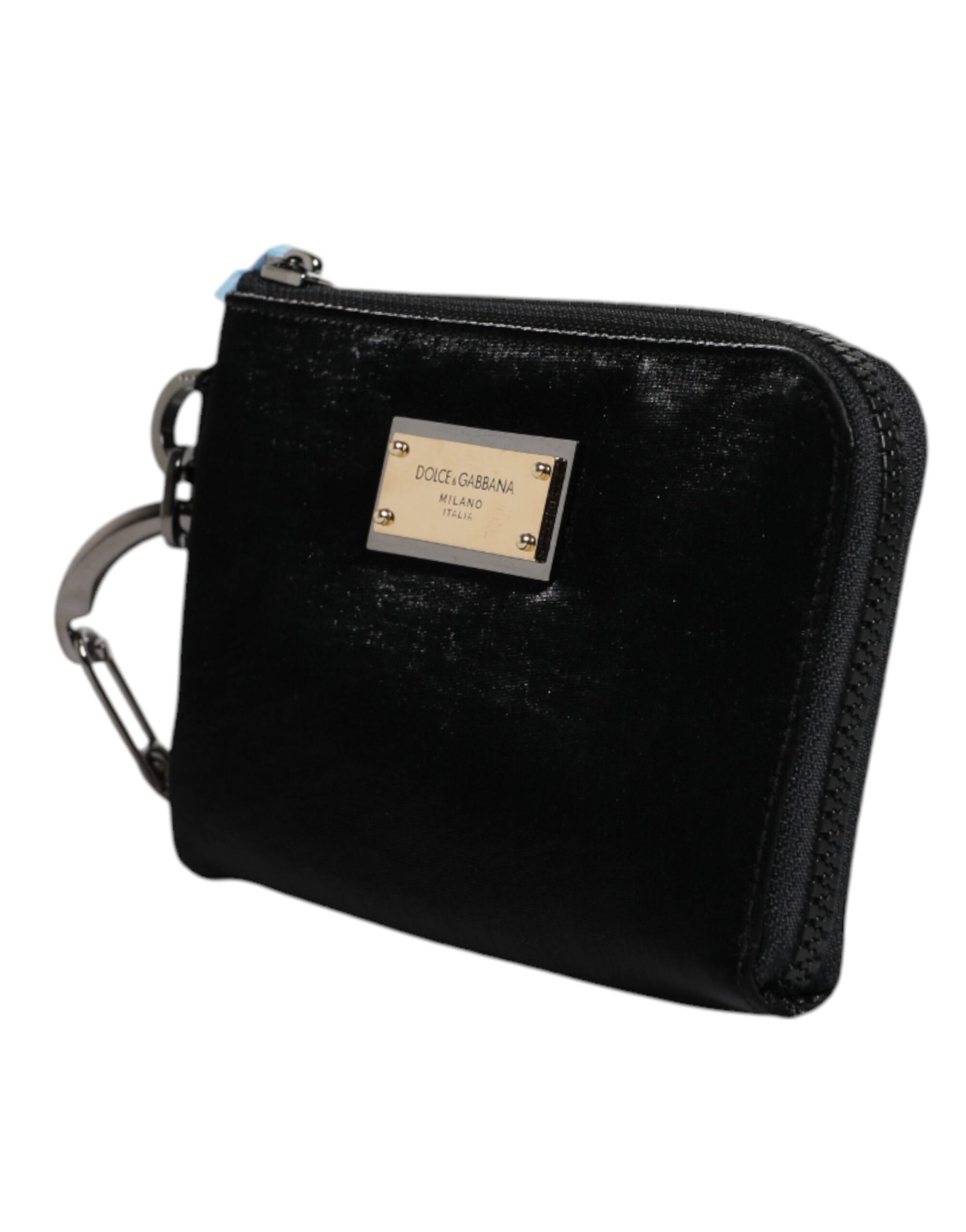Dolce & Gabbana Black Nylon Logo Plaque Keyring Pouch Clutch Bag | Regal Royce