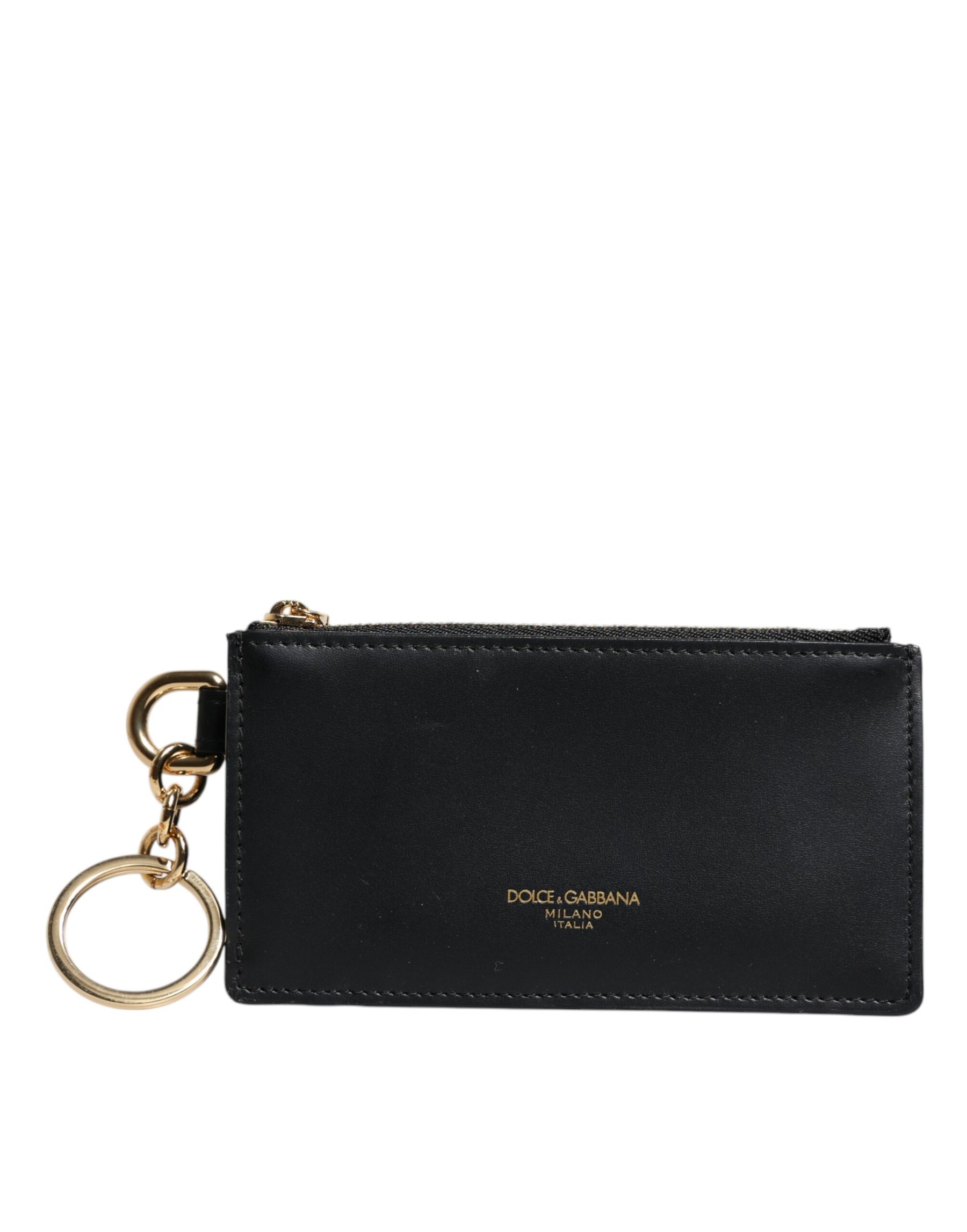 Dolce & Gabbana Black Calfskin Leather DG Logo Card Holder Wallet | Regal Royce