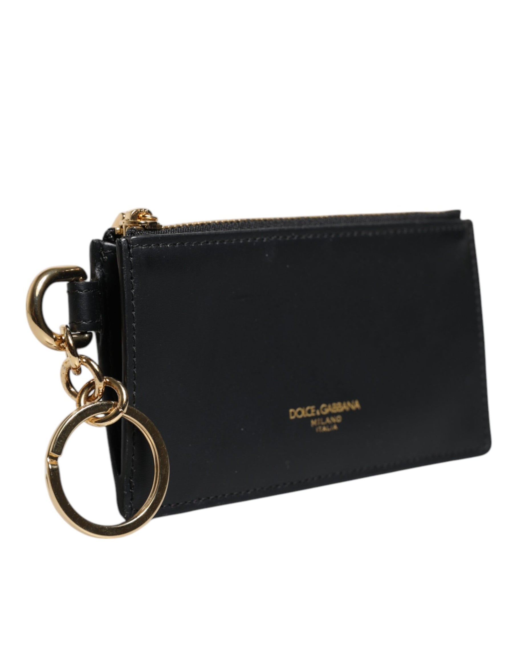 Dolce & Gabbana Black Calfskin Leather DG Logo Card Holder Wallet | Regal Royce