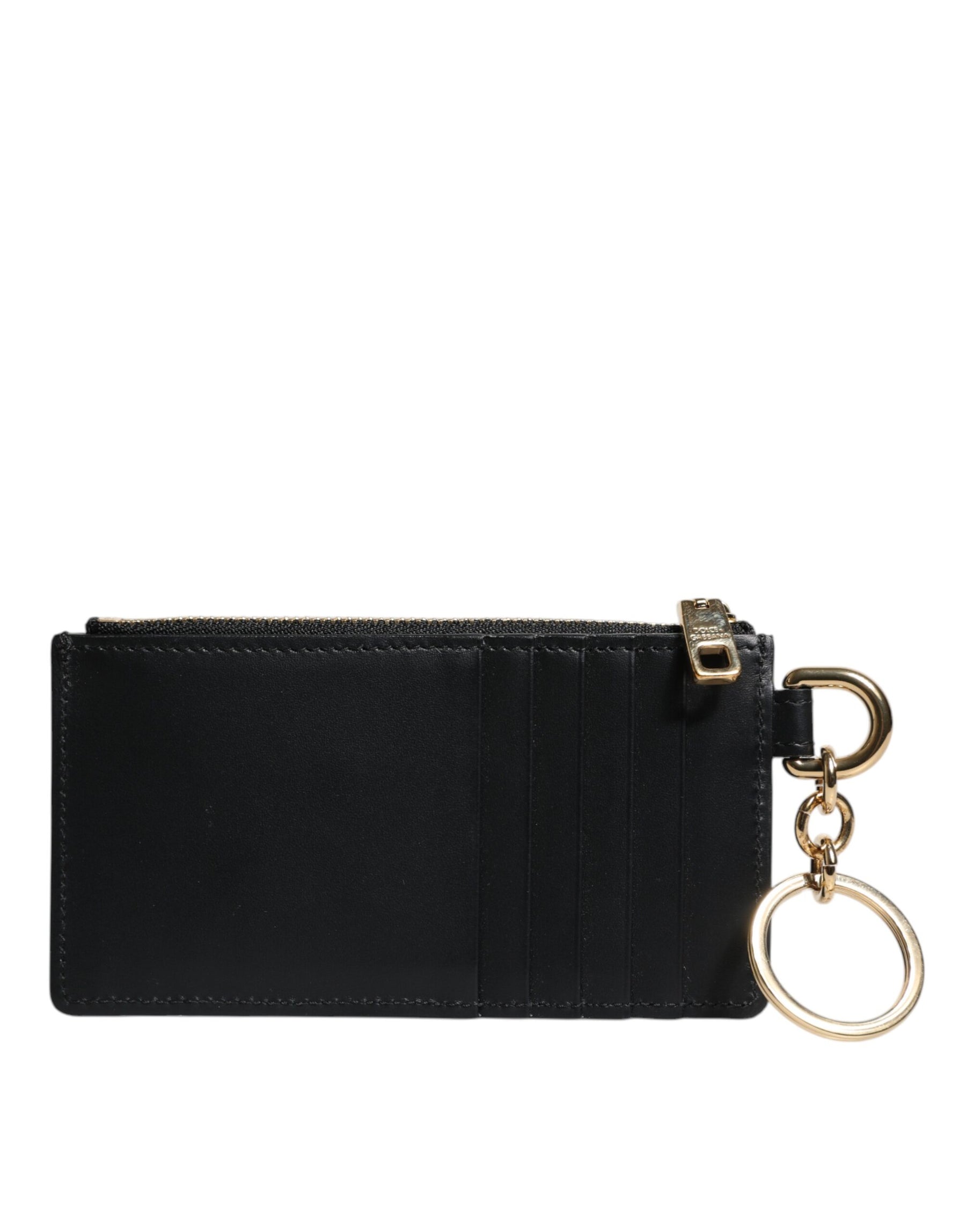 Dolce & Gabbana Black Calfskin Leather DG Logo Card Holder Wallet | Regal Royce