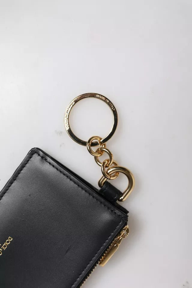 Dolce & Gabbana Black Calfskin Leather DG Logo Card Holder Wallet | Regal Royce