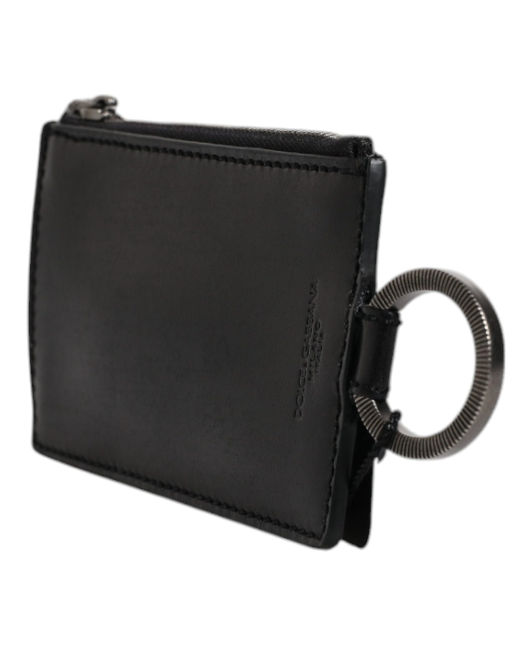 Dolce & Gabbana Black Horse Leather Lanyard Logo Card Holder Wallet | Regal Royce