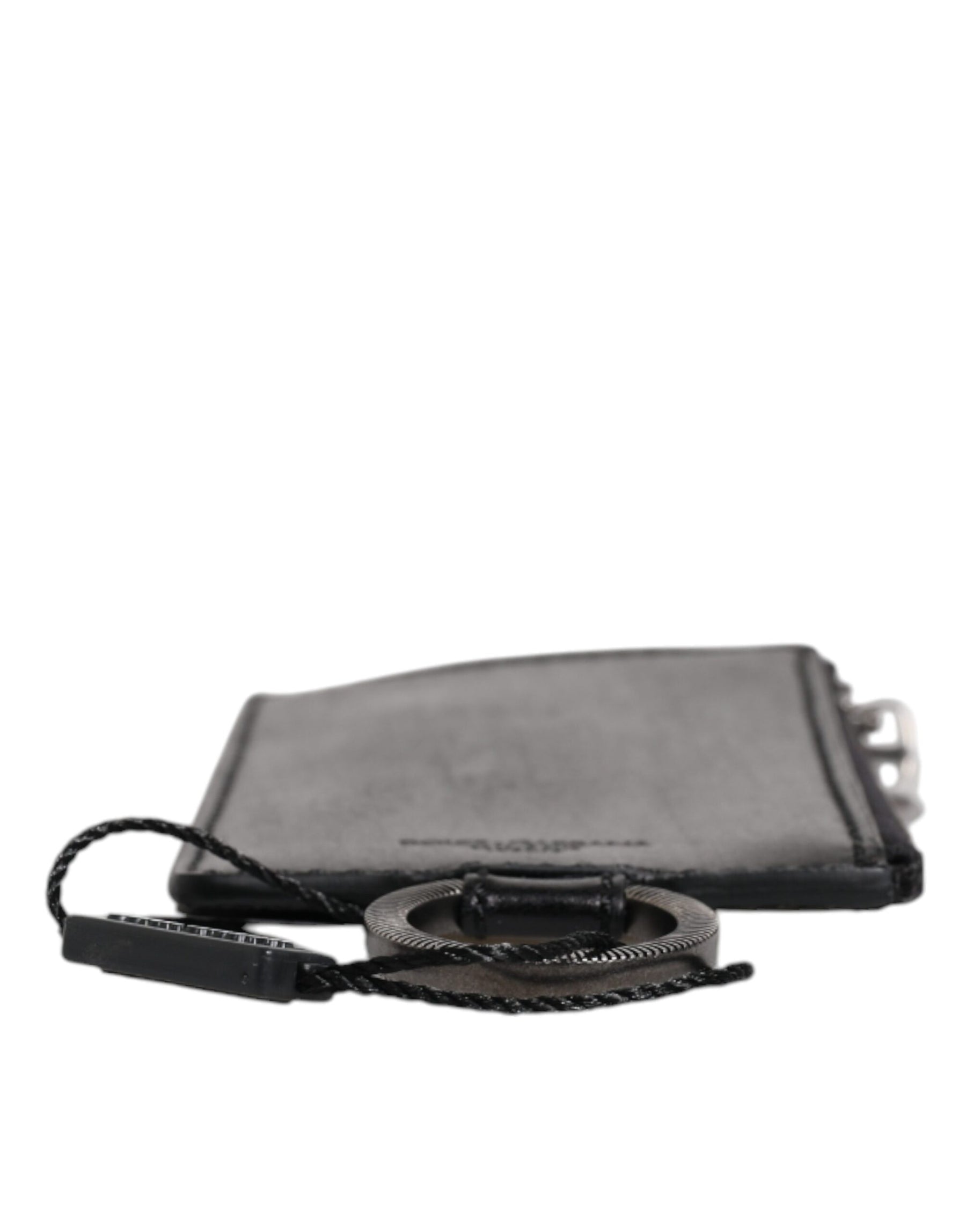 Dolce & Gabbana Black Horse Leather Lanyard Logo Card Holder Wallet | Regal Royce