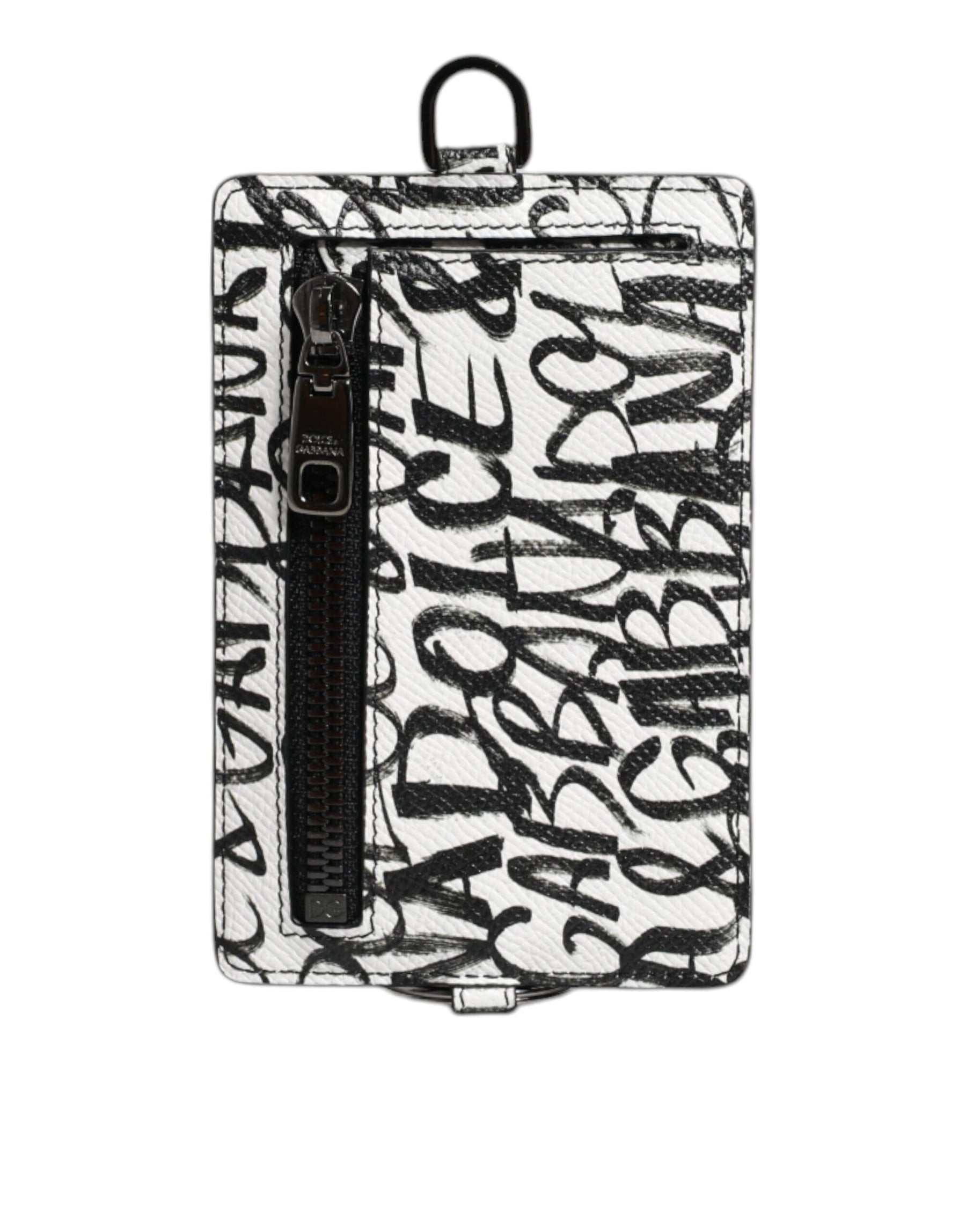 Dolce & Gabbana White Leather Lanyard Logo Print Card Holder Wallet | Regal Royce