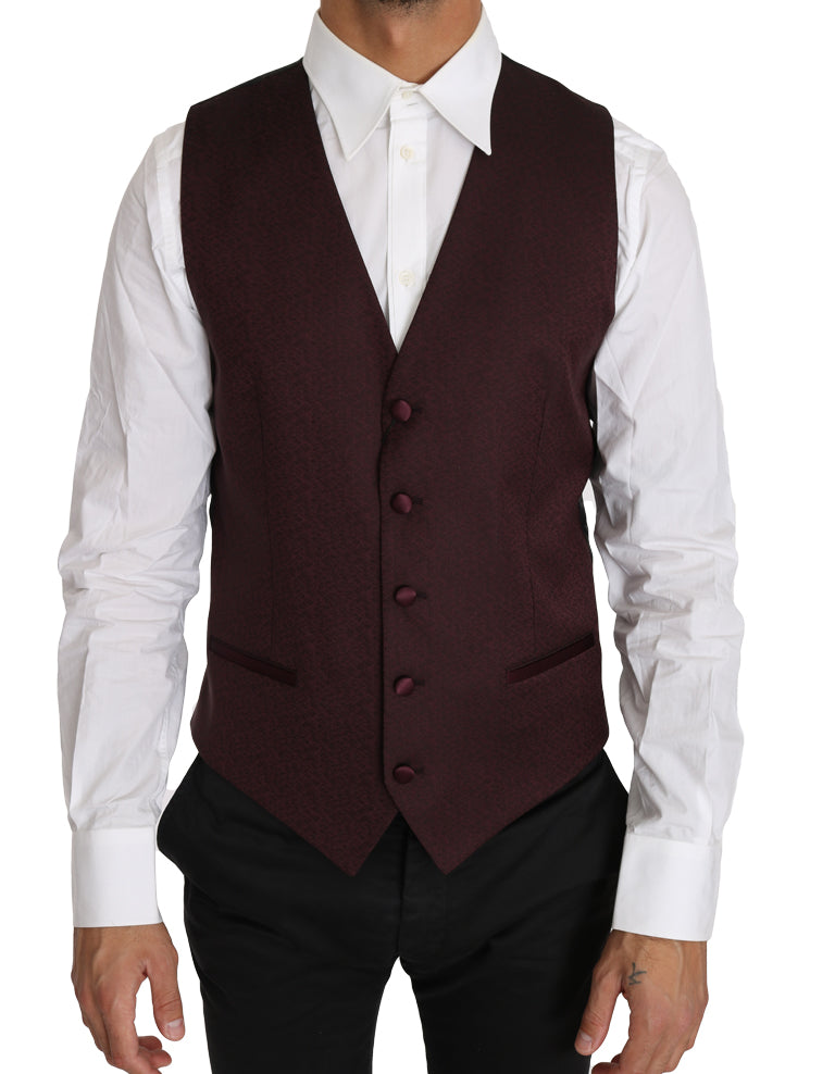 Dolce & Gabbana Purple Pattern Wool Silk Waistcoat Vest | Regal Royce