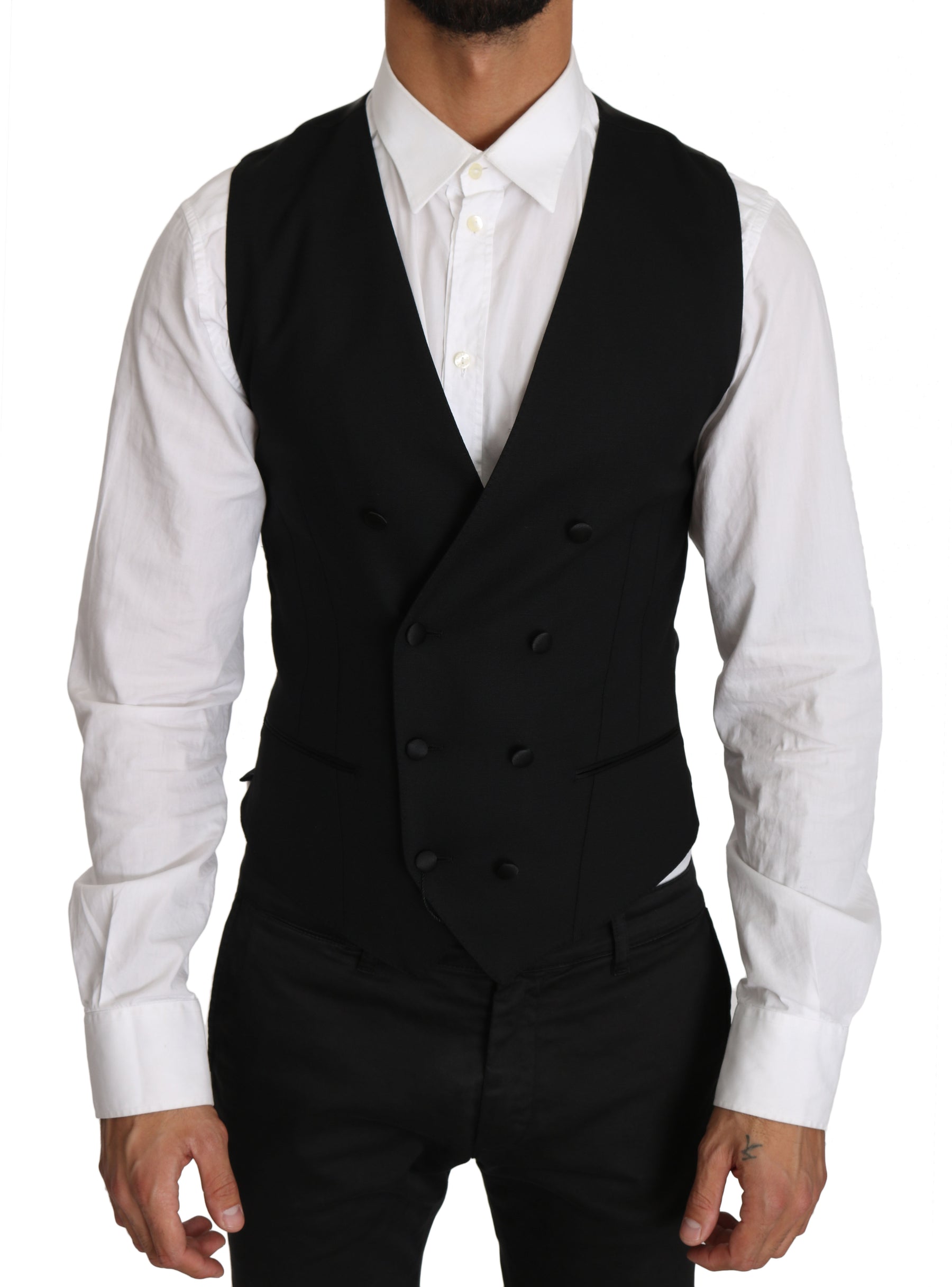 Dolce & Gabbana Gray Wool Double Breasted Waistcoat Vest | Regal Royce