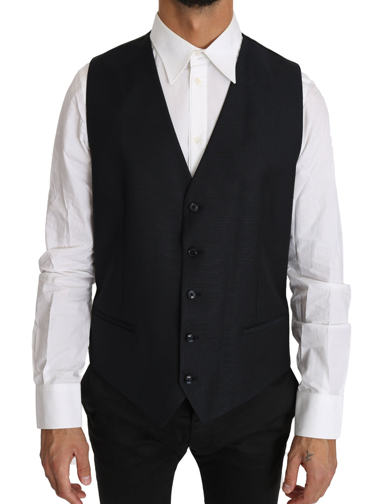 Dolce & Gabbana Gray Wool Silk Waistcoat Vest | Regal Royce