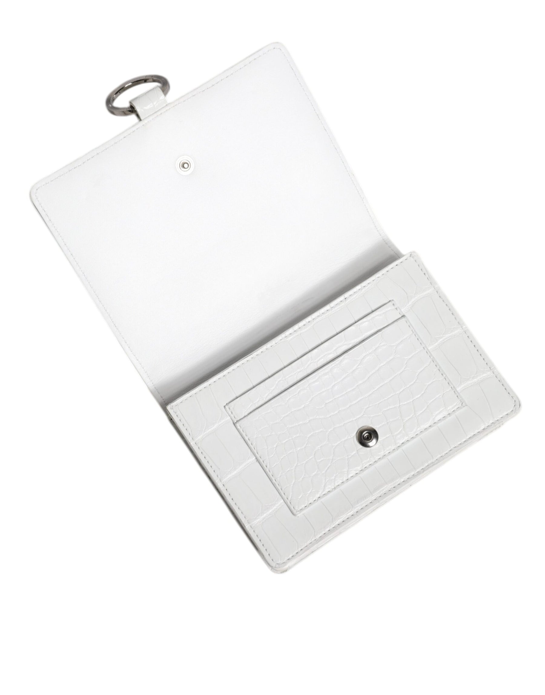 Dolce & Gabbana White Blue Leather Bifold Crossbody Sling Wallet | Regal Royce