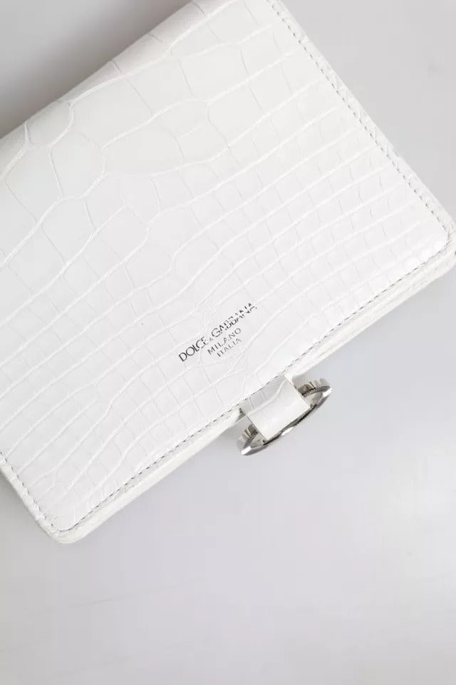 Dolce & Gabbana White Blue Leather Bifold Crossbody Sling Wallet | Regal Royce