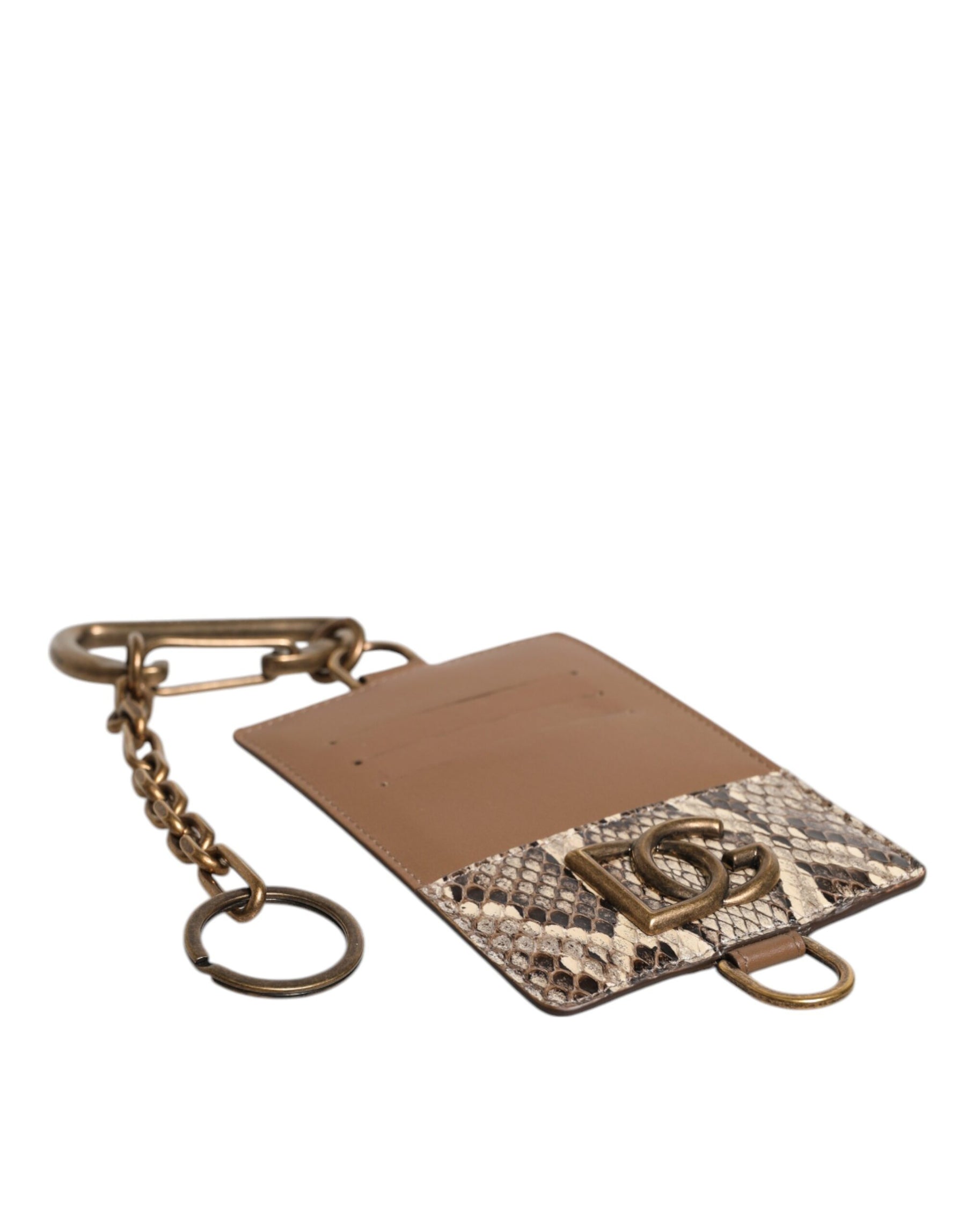 Dolce & Gabbana Brown Exotic Leather Card Holder DG Logo Plaque Wallet | Regal Royce