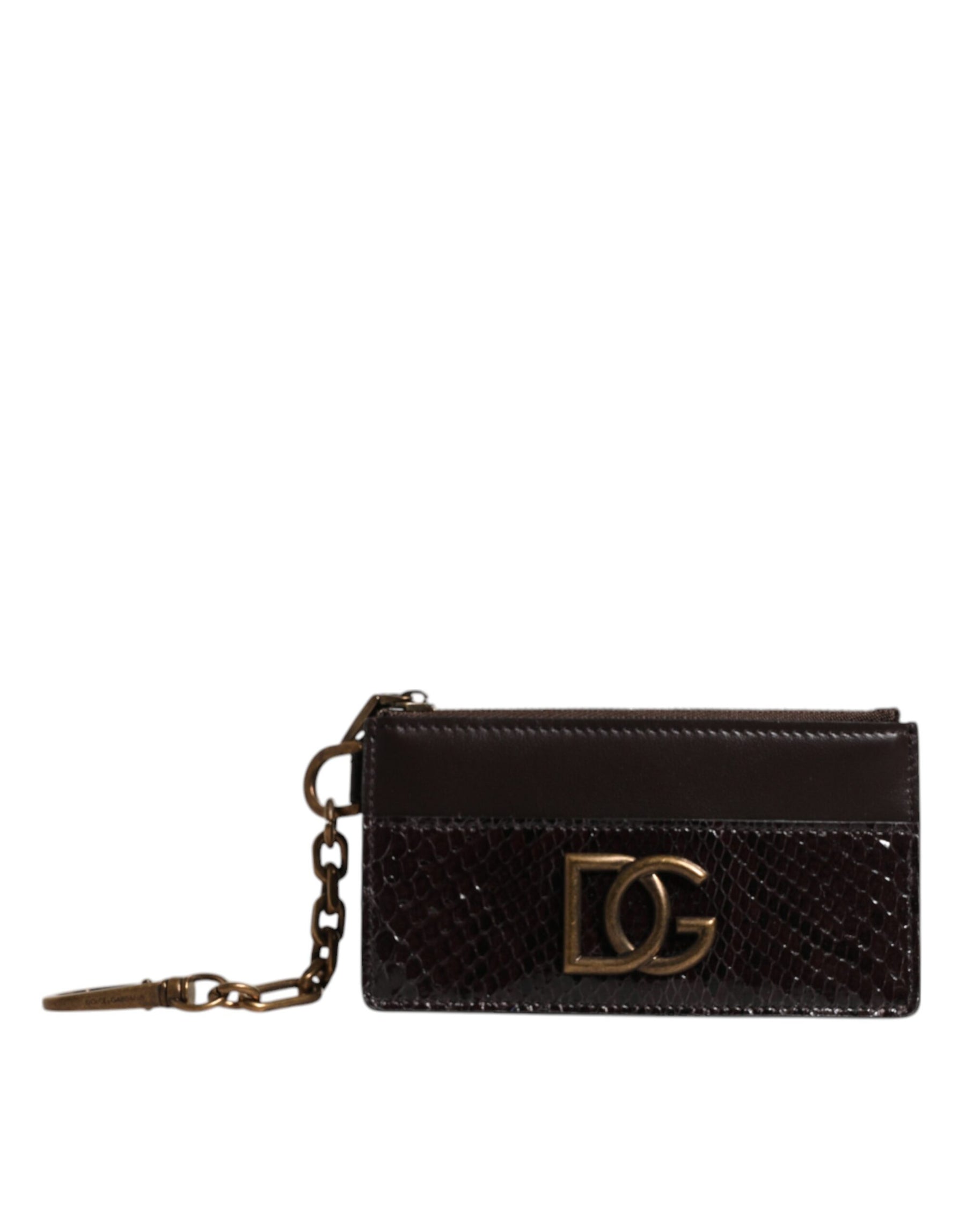 Dolce & Gabbana Brown Exotic Leather DG Logo Card Holder Wallet | Regal Royce