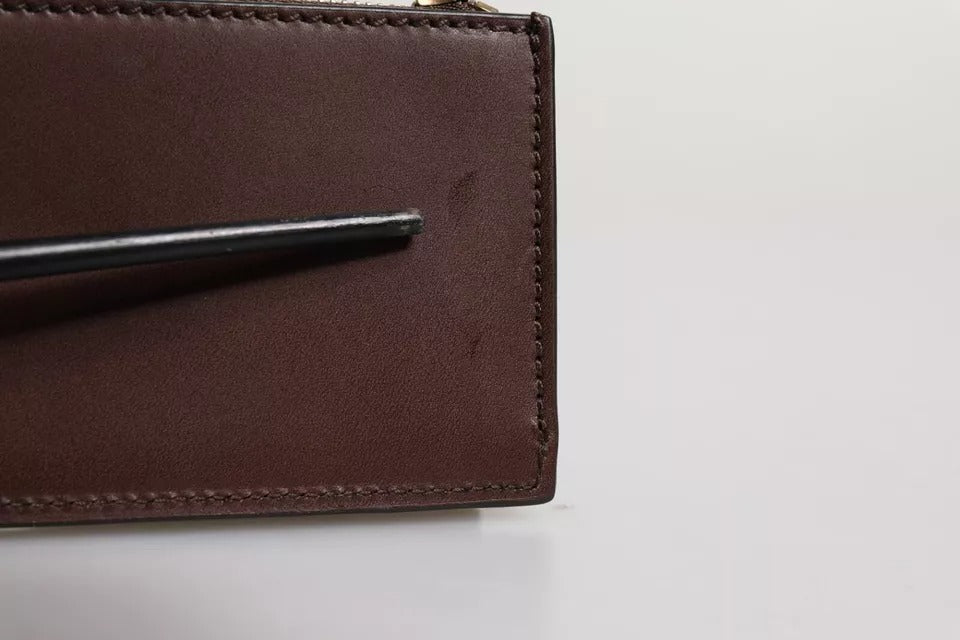 Dolce & Gabbana Brown Leather Zip Logo Keyring Coin Purse Keyring Wallet | Regal Royce