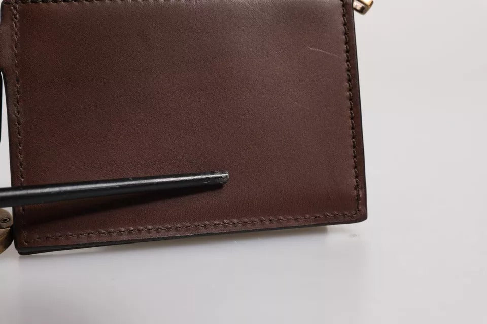 Dolce & Gabbana Brown Leather Zip Logo Keyring Coin Purse Keyring Wallet | Regal Royce