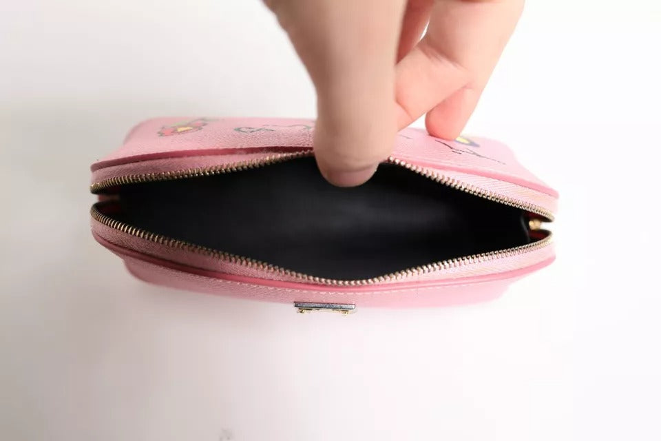 Dolce & Gabbana Pink Leather DG Logo Zip Around Hand Purse Pouch Wallet | Regal Royce