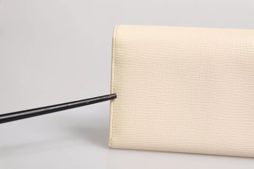 Dolce & Gabbana Beige Leather Trifold Logo Plaque Card Holder Wallet | Regal Royce