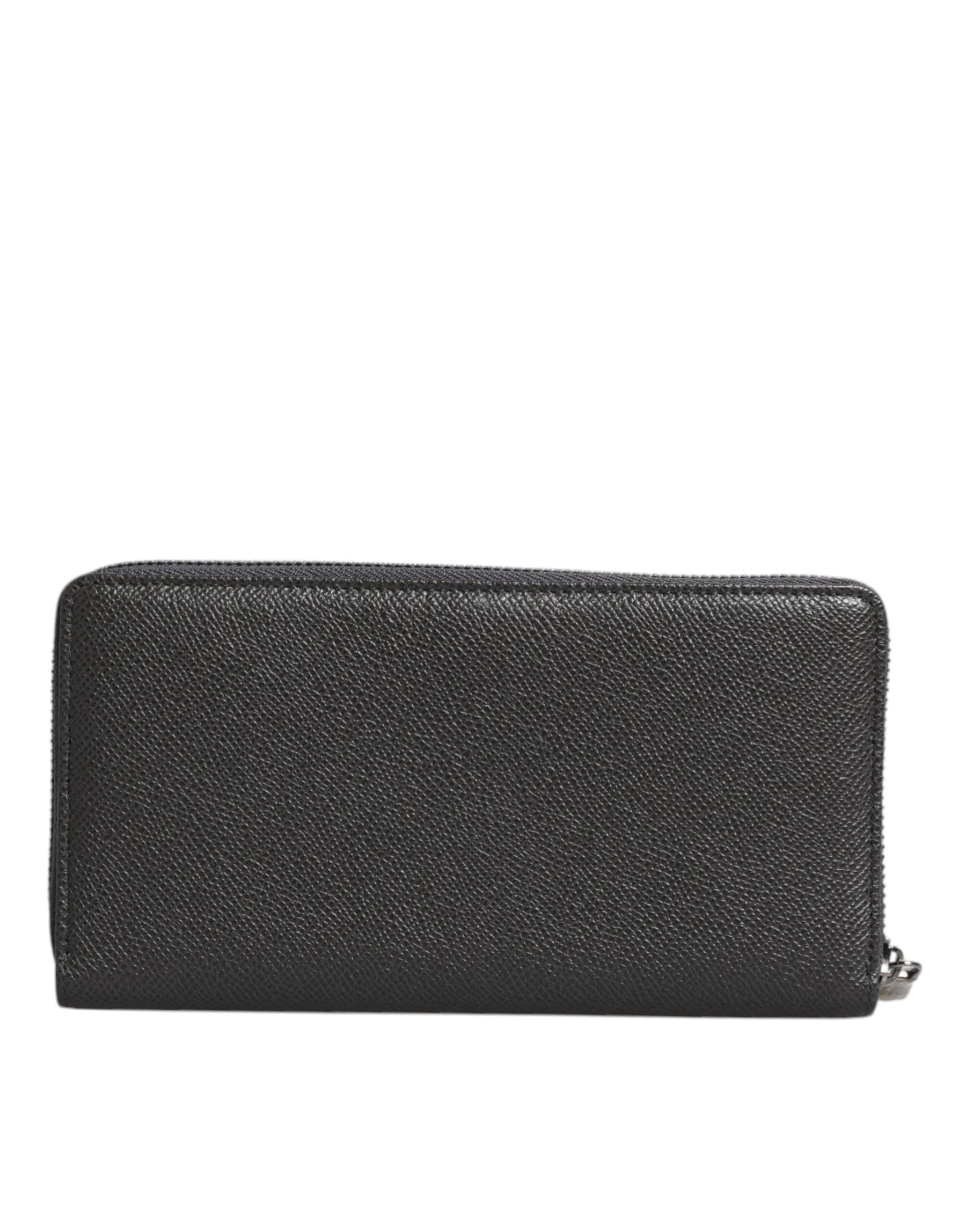 Dolce & Gabbana Dark Gray Leather DG Logo Zip Around Continental Wallet | Regal Royce